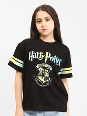 T-shirt fille Harry Potter Hogwarts noir et marron - TSH24SPRO70878MR1 - Justyol