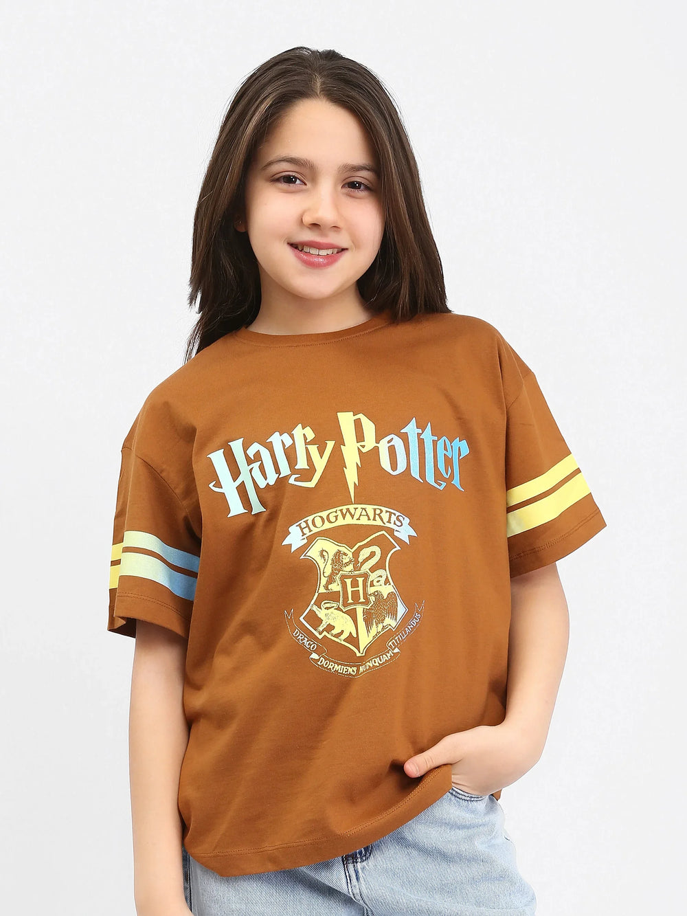 T-shirt fille Harry Potter Hogwarts noir et marron - TSH24SPRO70878MR1