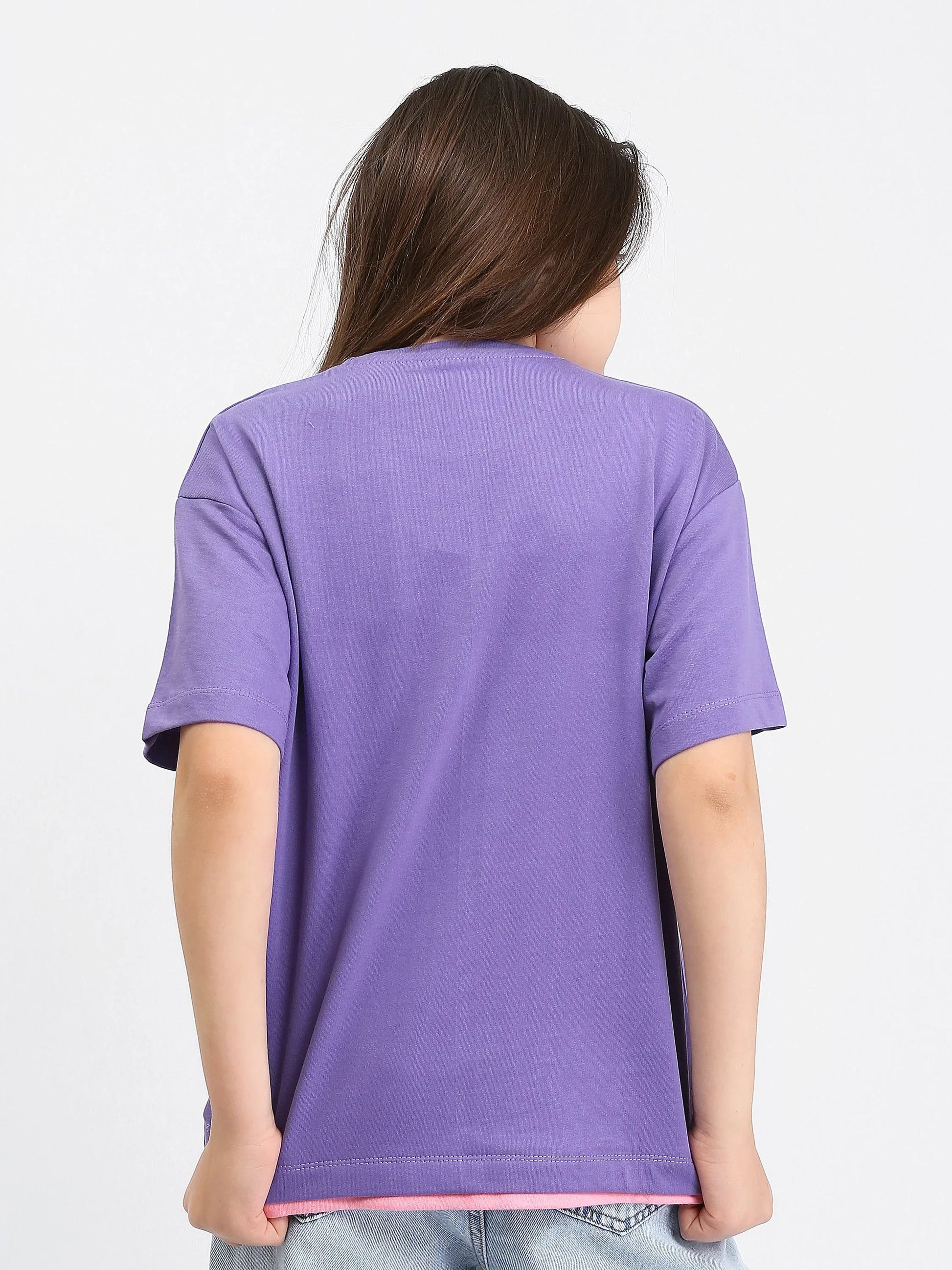 T-shirt fille POWERFUL violet et vert - SH24SPRO70892MR1 - Justyol