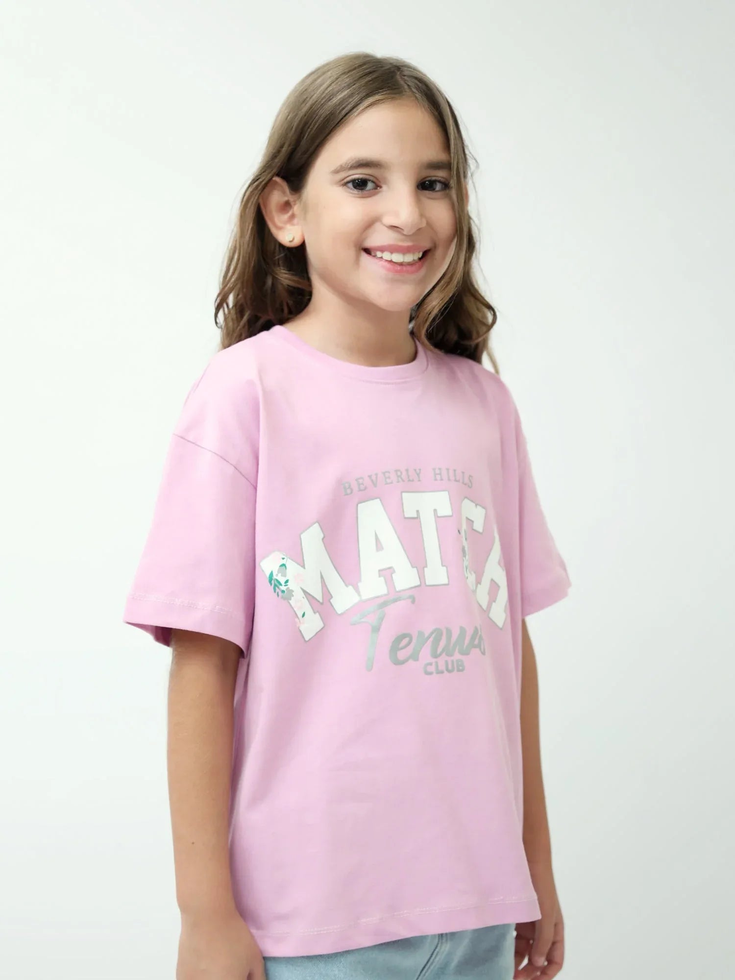 T-shirt fille oversize à manches courtes, imprimé Match Tennis Club – TSH24SPRO70907MG1 - Justyol