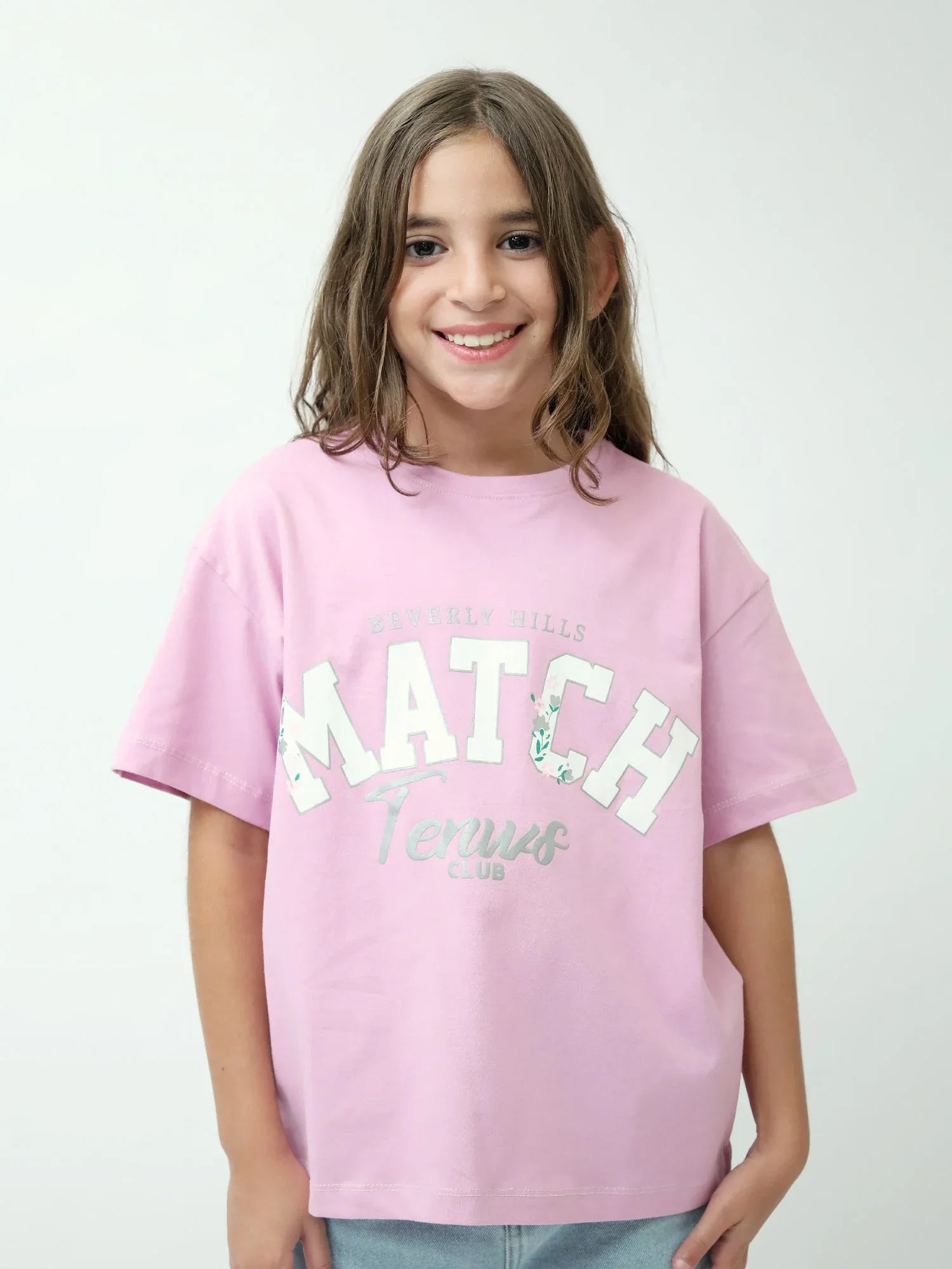 T-shirt fille oversize à manches courtes, imprimé Match Tennis Club – TSH24SPRO70907MG1 - Justyol