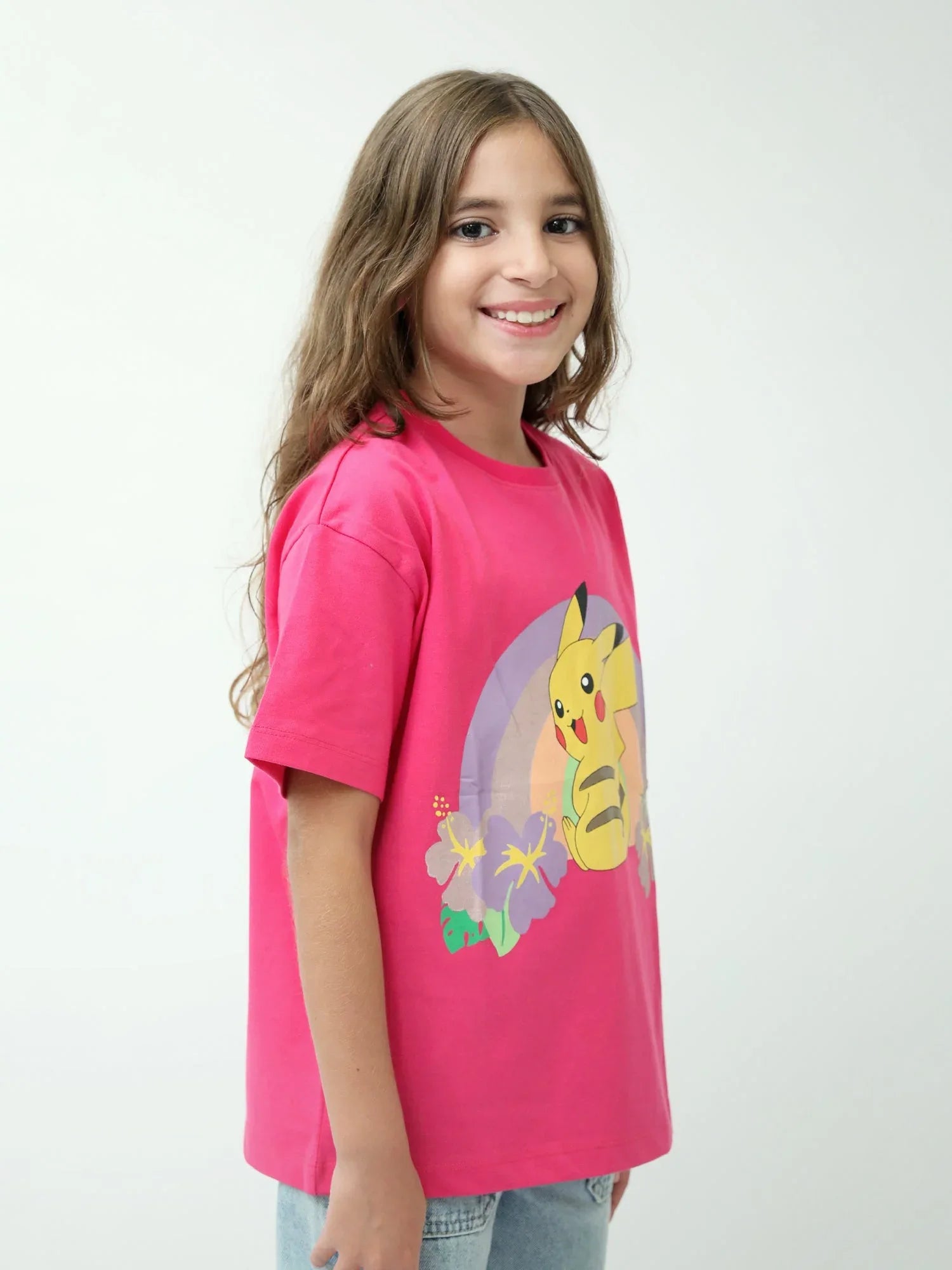 T-shirt fille à manches courtes, imprimé Pikachu arc-en-ciel – TSH24SPRO70910MG1 - Justyol