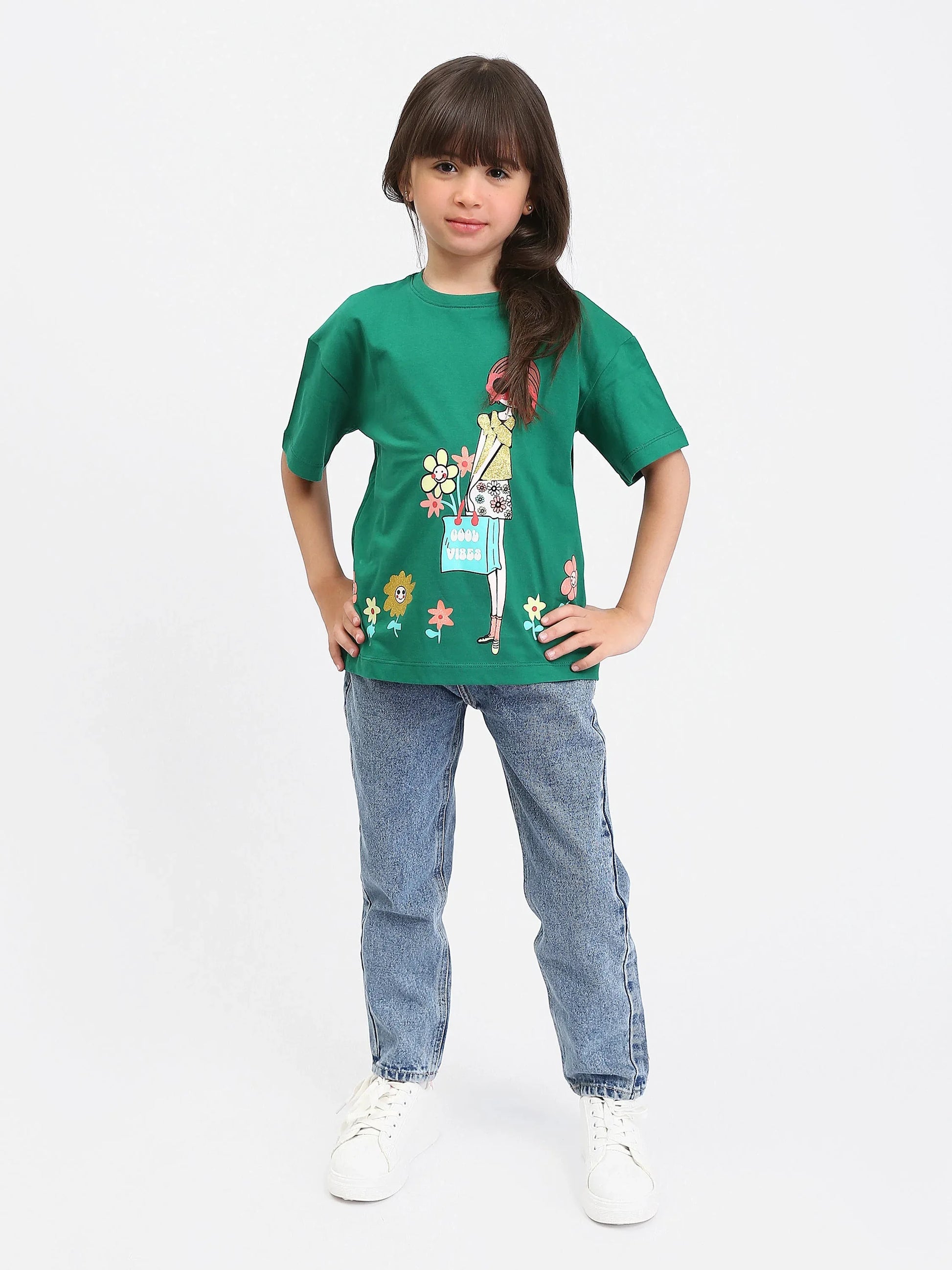 T-shirt Enfant "Good Vibes" - Design Fun et Florale - TSH24SPRO70912MG1 - Justyol