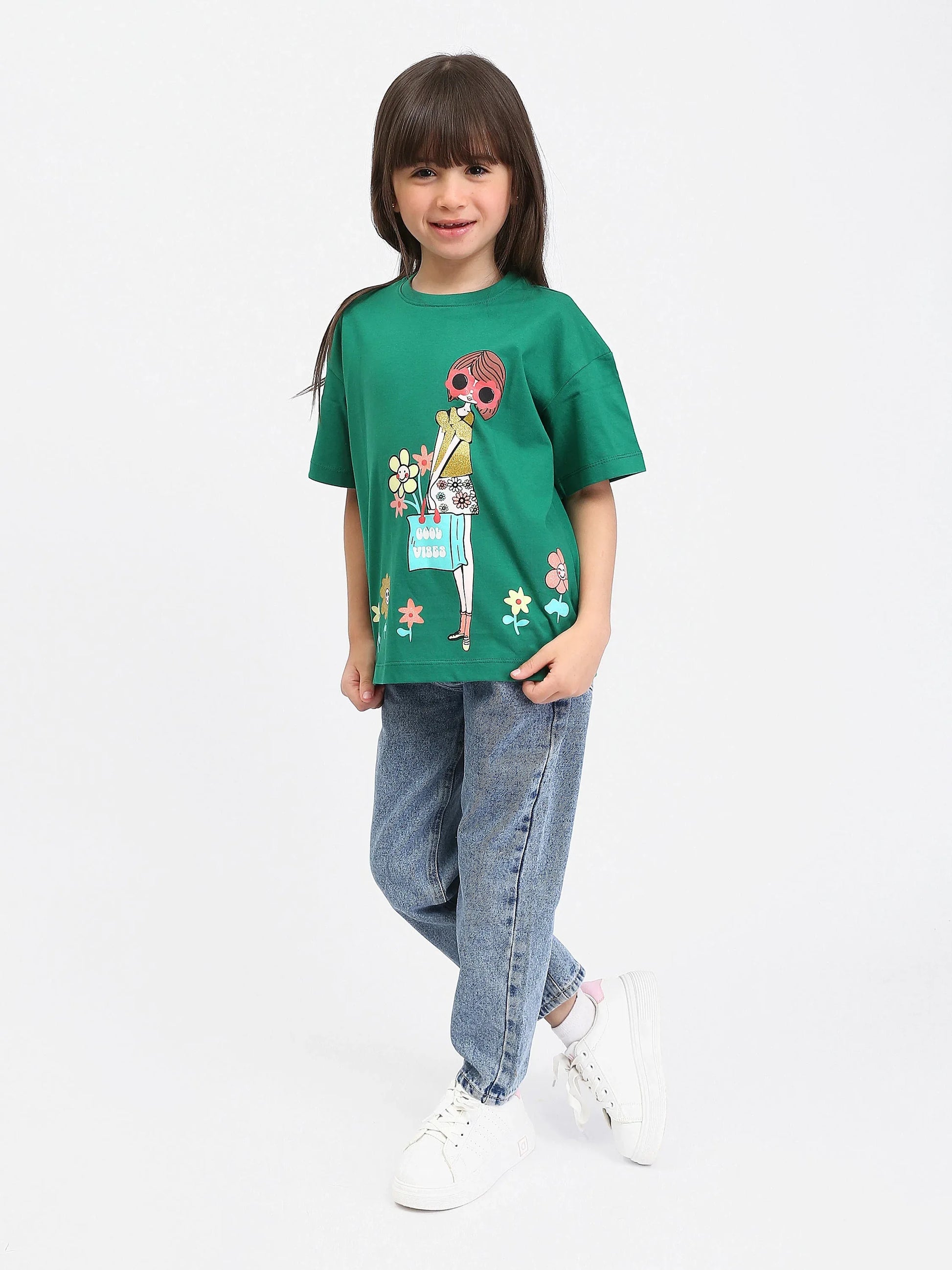 T-shirt Enfant "Good Vibes" - Design Fun et Florale - TSH24SPRO70912MG1 - Justyol