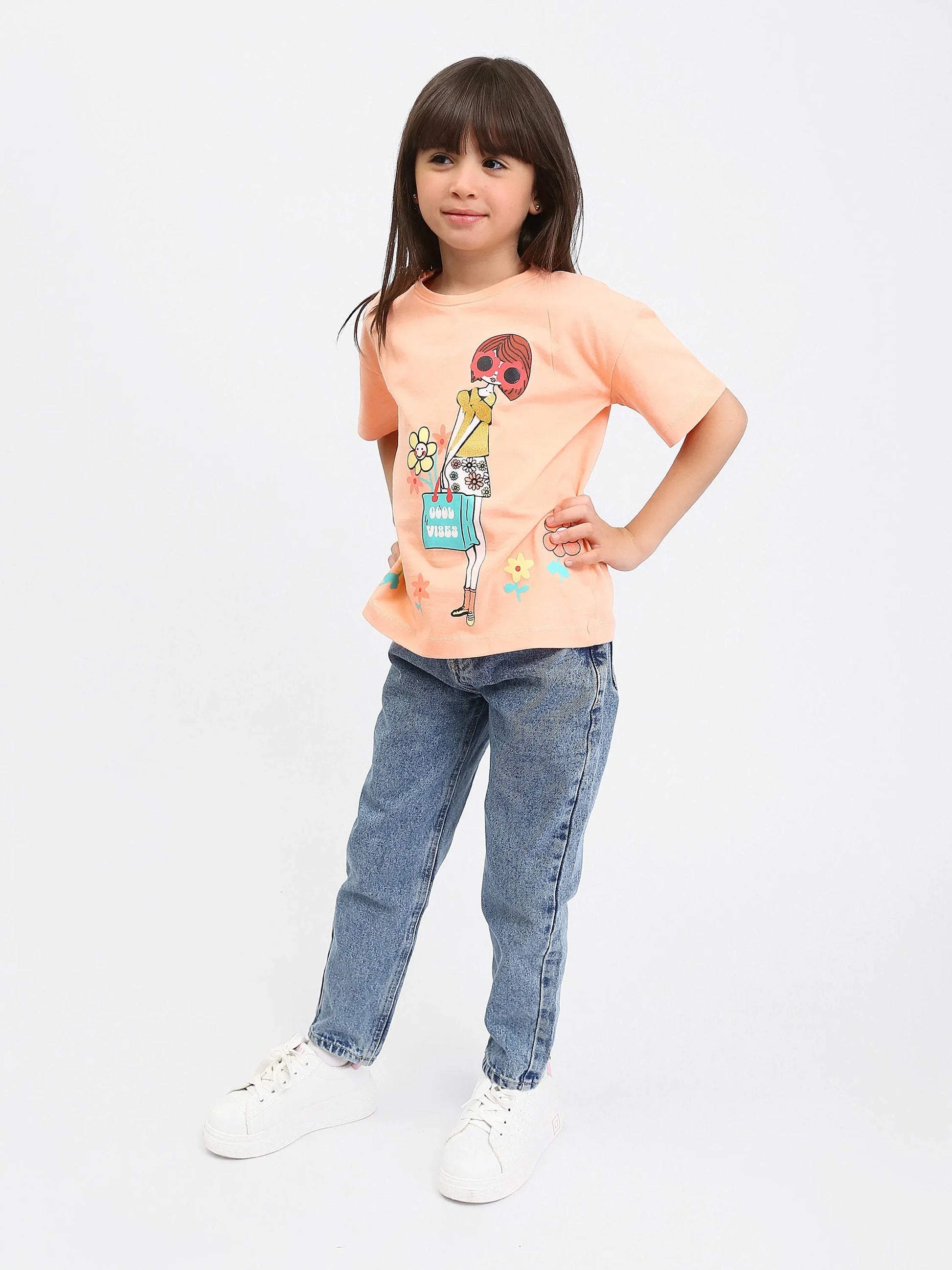 T-shirt Enfant "Good Vibes" - Design Fun et Florale - TSH24SPRO70912MG1 - Justyol