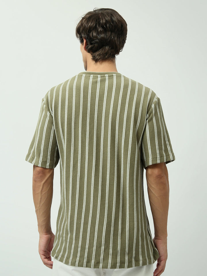 T-shirt Homme Relaxed Fit – Style Décontracté à Rayures – TSH24SPRR20148TM1