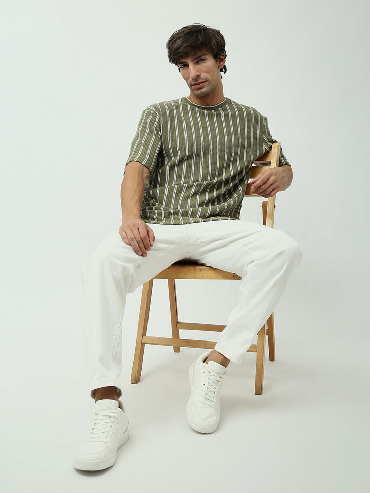 T-shirt Homme Relaxed Fit – Style Décontracté à Rayures – TSH24SPRR20148TM1