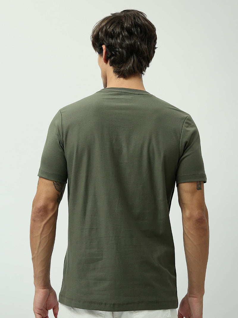 T-shirt pour homme "It's time to shine" – Couleur olive avec poche - TSH24SPRS20264TM1