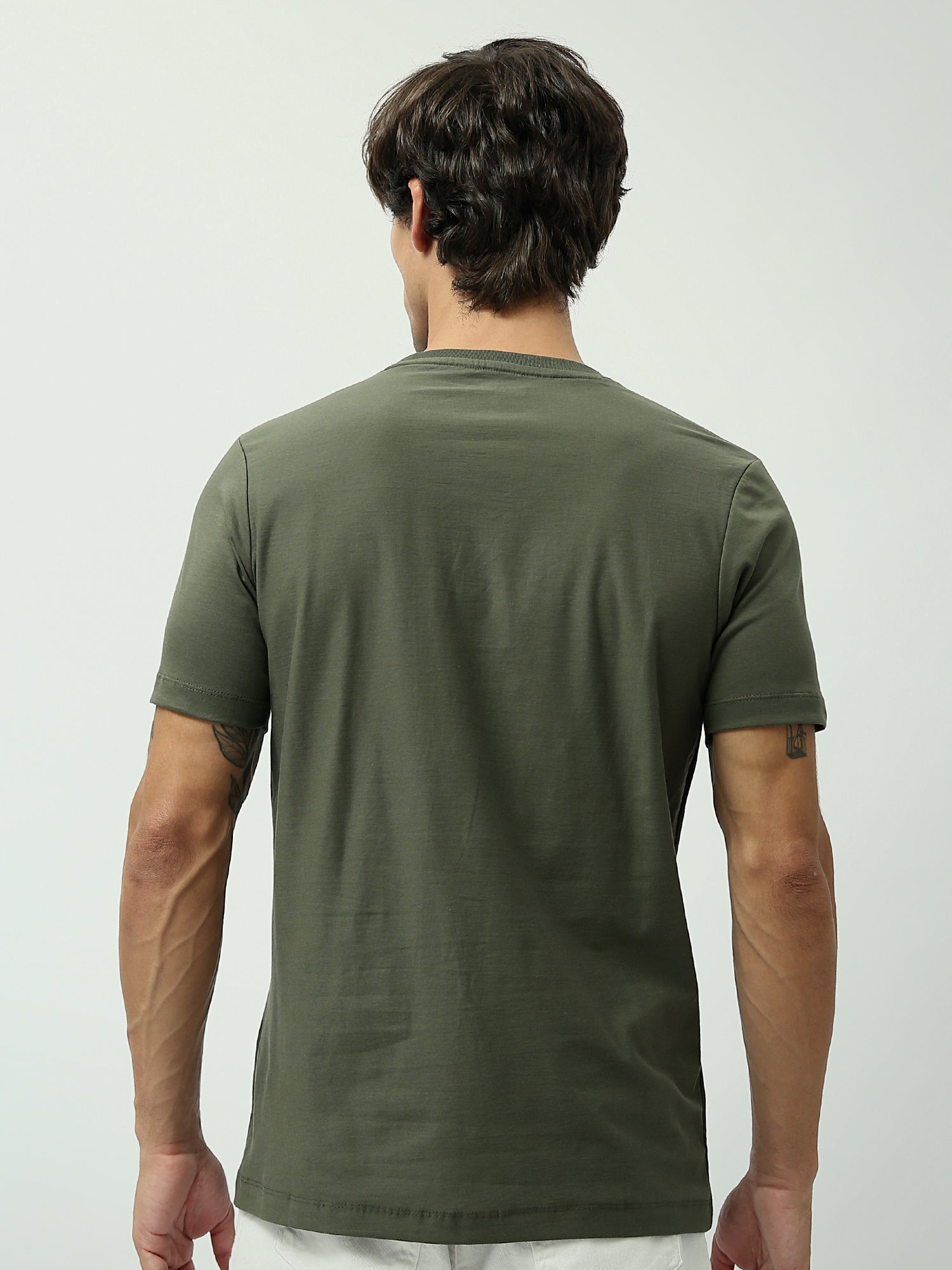 T-shirt pour homme "It's time to shine" – Couleur olive avec poche - TSH24SPRS20264TM1