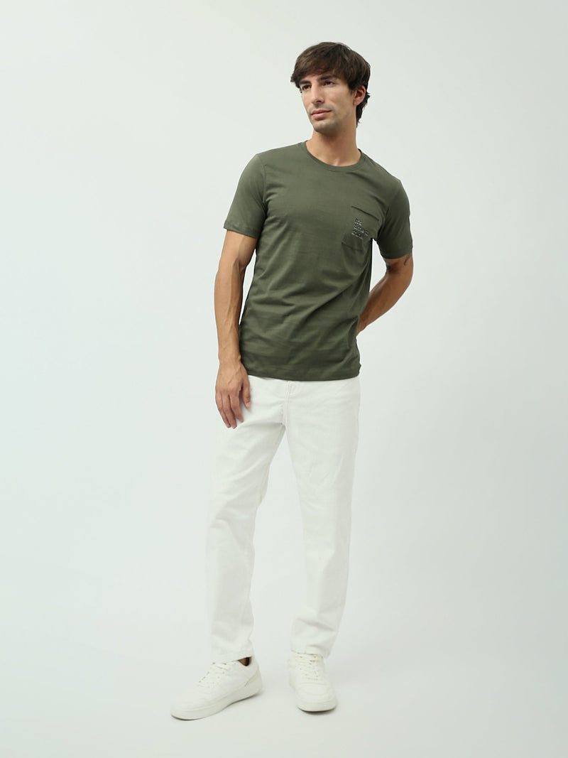T-shirt pour homme "It's time to shine" – Couleur olive avec poche - TSH24SPRS20264TM1