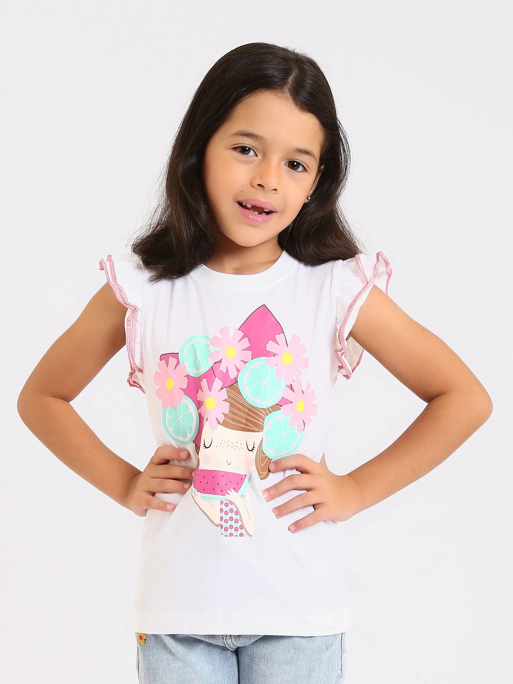 T-shirt Filles "Fruits et Fleurs" - TSH24SPRS70513MG1 - Justyol