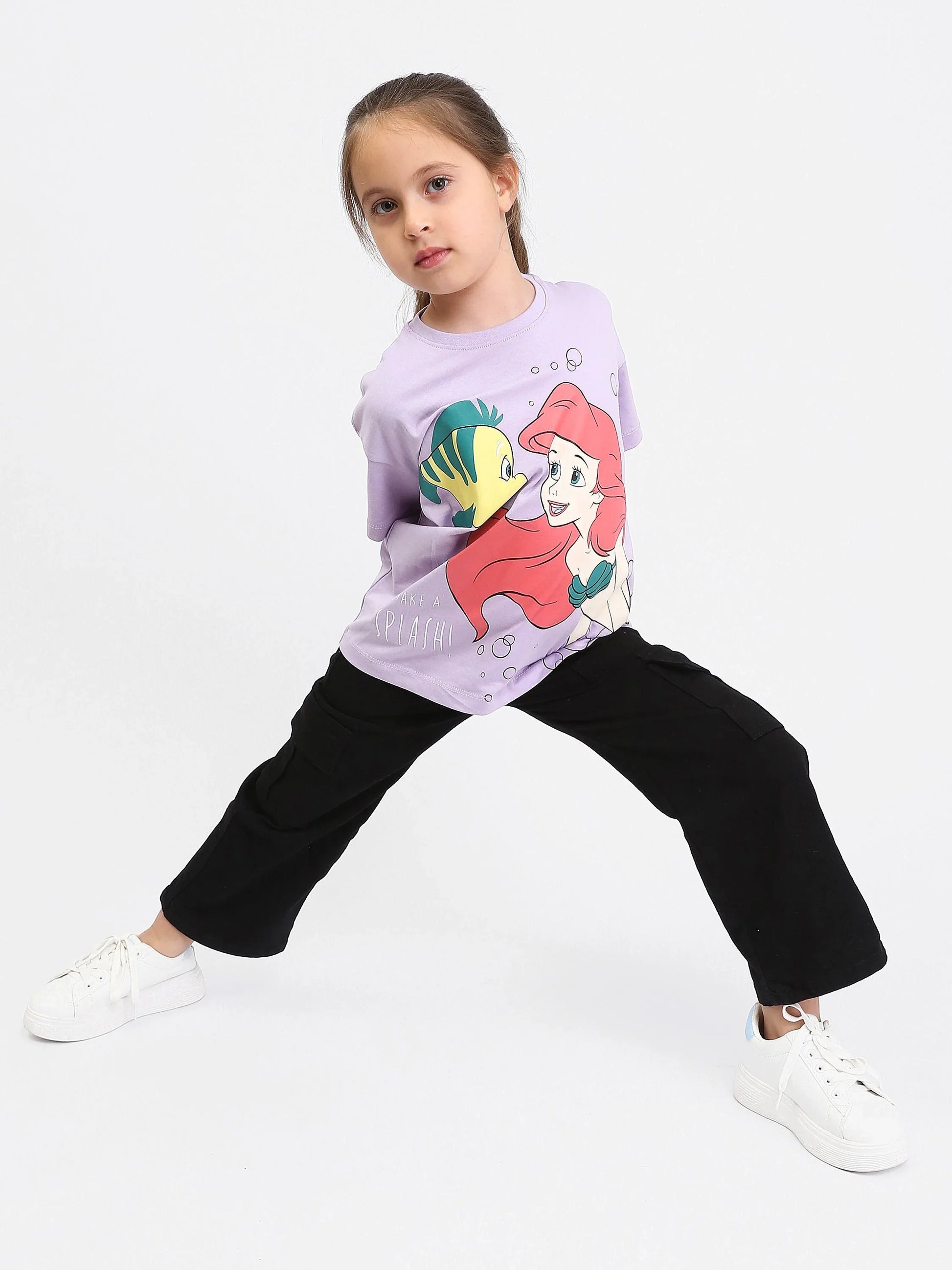 T-shirt Enfant "Ariel et Poisson" - Disney, Disponible en Violet et Jaune - TSH24SPRS70902MG1 - Justyol