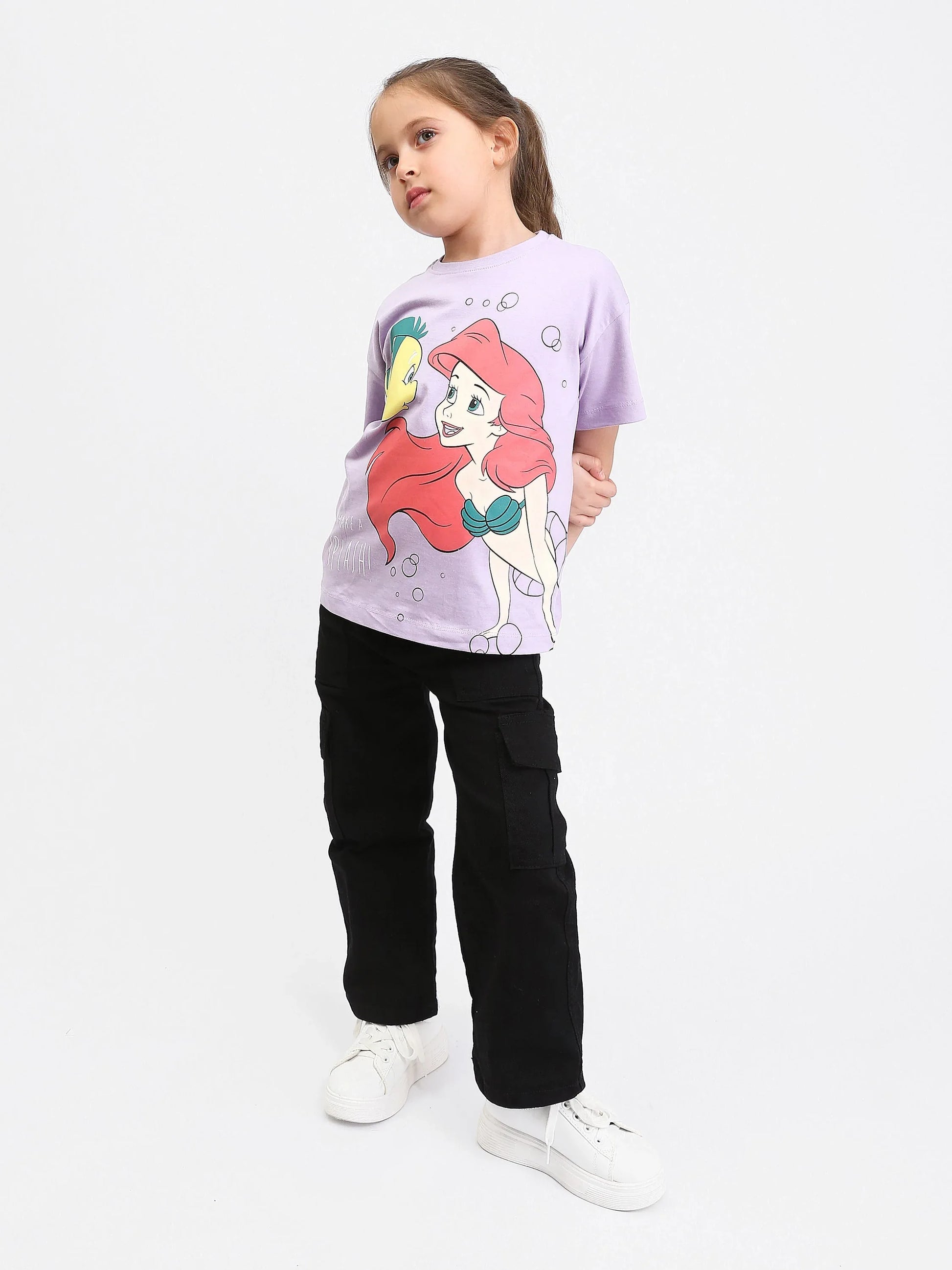 T-shirt Enfant "Ariel et Poisson" - Disney, Disponible en Violet et Jaune - TSH24SPRS70902MG1 - Justyol