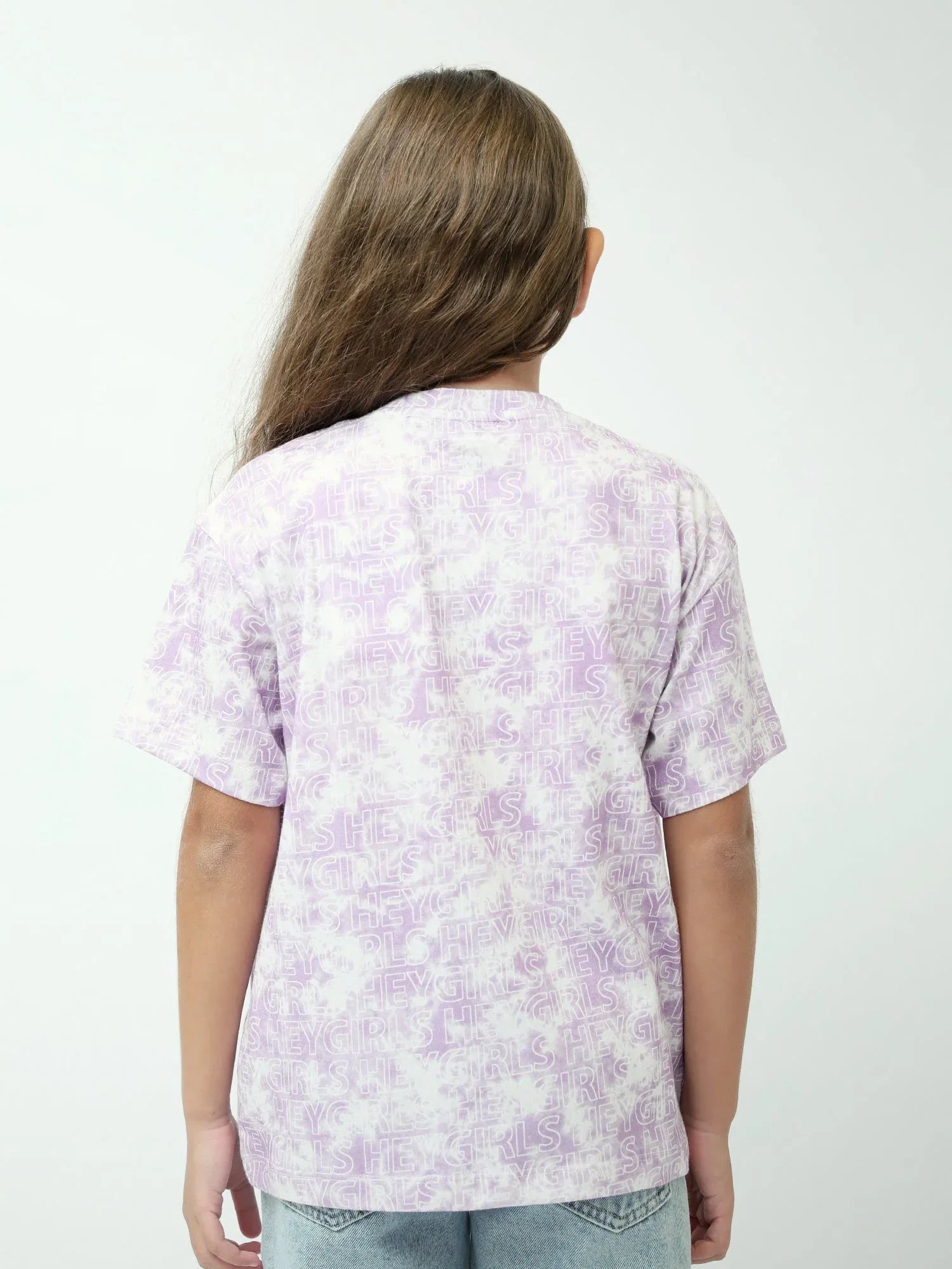 T-shirt fille lilas Hey Girls imprimé all-over manches courtes - TSH24SXXX70531MG1 - Justyol