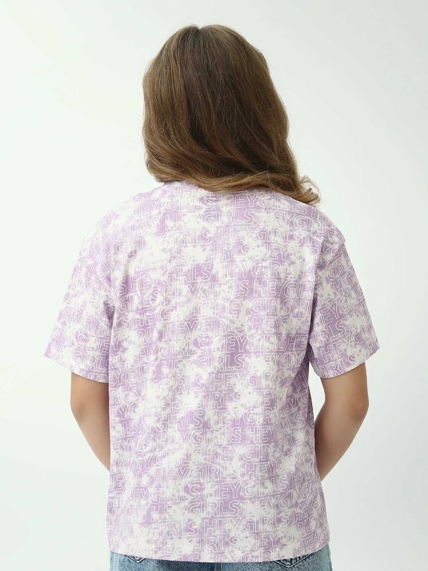 T-shirt ado fille lilas imprimé all-over – manches courtes - TSH24SXXX70531MR1 - Justyol
