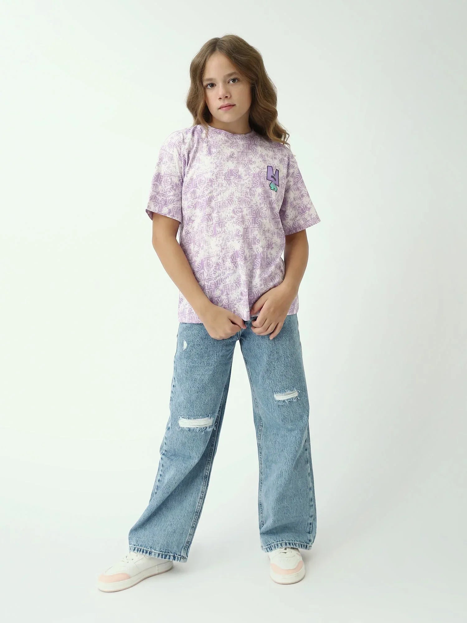 T-shirt ado fille lilas imprimé all-over – manches courtes - TSH24SXXX70531MR1 - Justyol