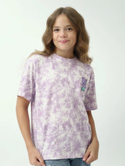 T-shirt ado fille lilas imprimé all-over – manches courtes - TSH24SXXX70531MR1 - Justyol