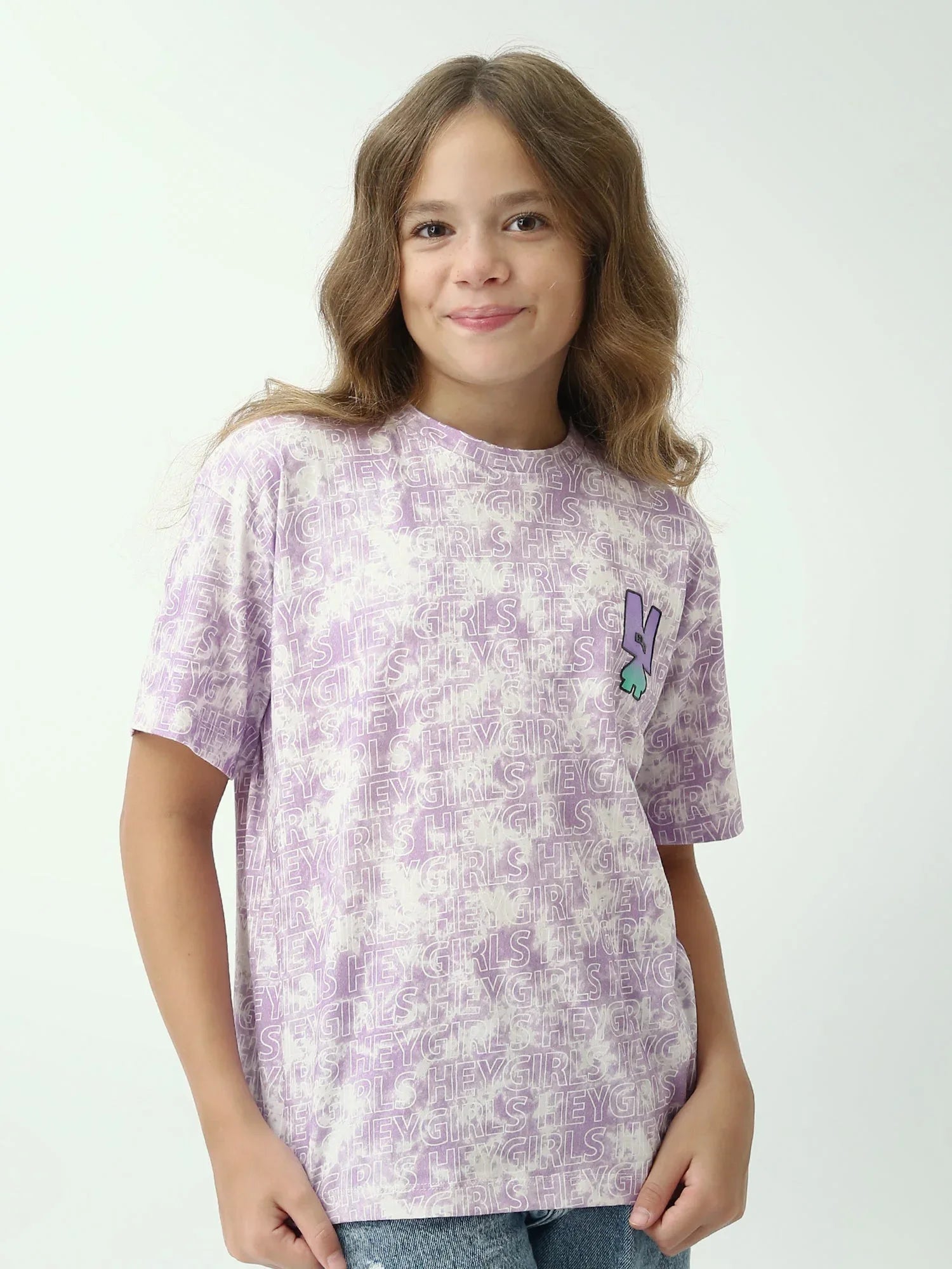 T-shirt ado fille lilas imprimé all-over – manches courtes - TSH24SXXX70531MR1 - Justyol