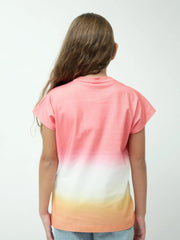 T-shirt fille dégradé Hello Summer – manches courtes, imprimé fleurs - TSH24SXXX70539MG1 - Justyol