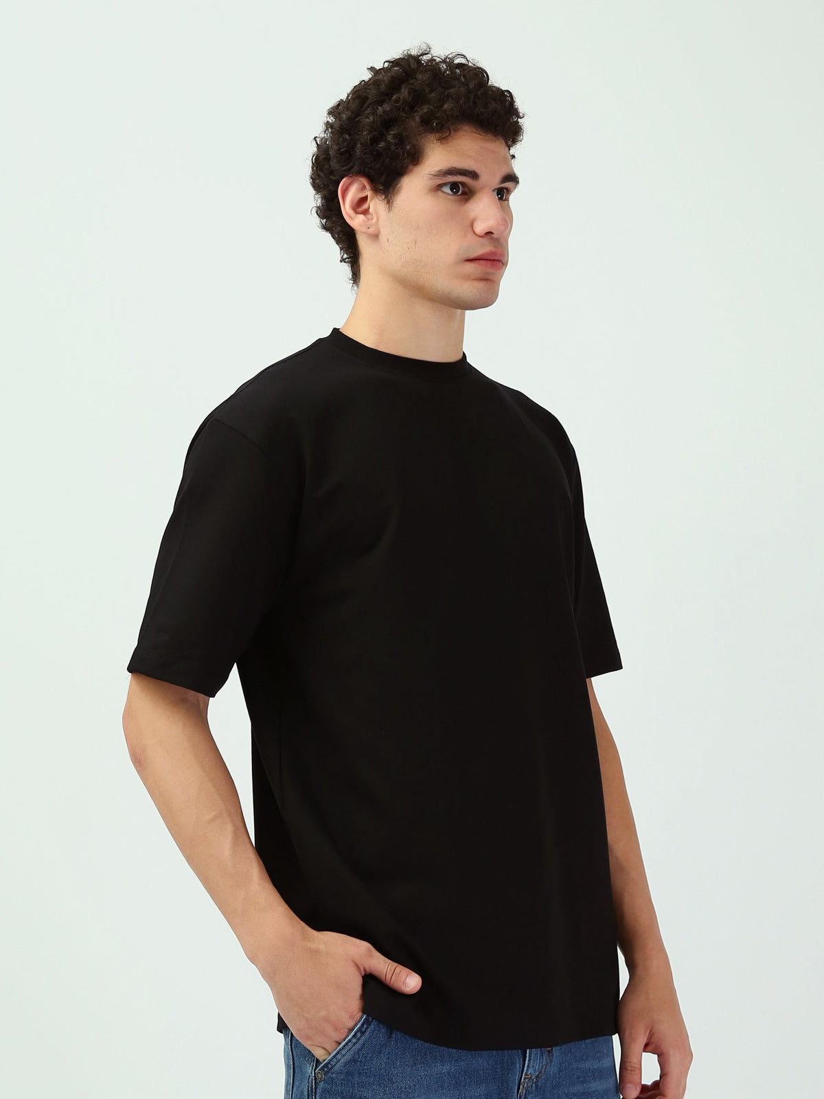 T-Shirt Homme Oversized à Col Rond – Style Minimaliste - TSH25ABRO20918TM1