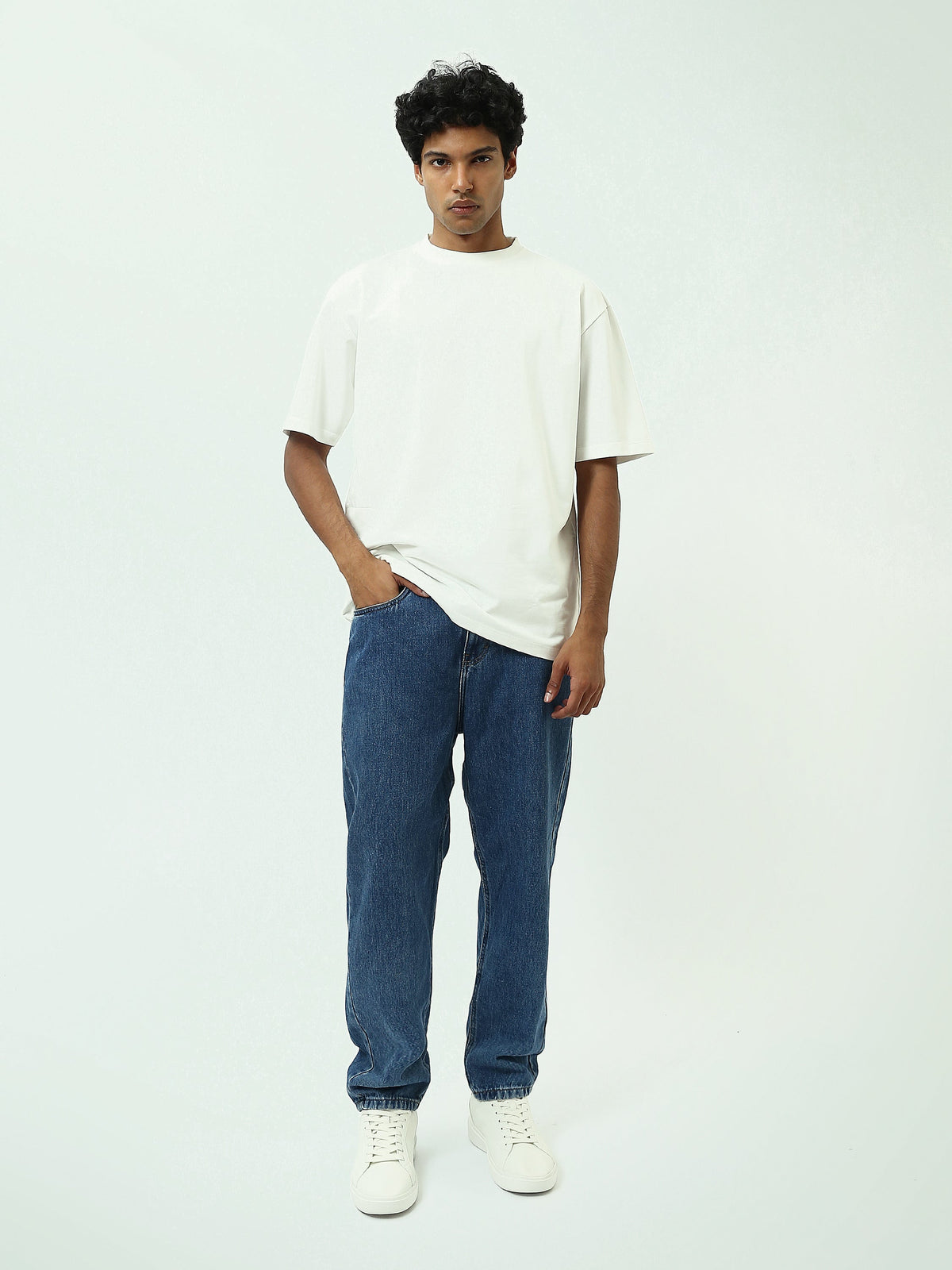 T-Shirt Homme Oversized à Col Rond – Style Minimaliste - TSH25ABRO20918TM1