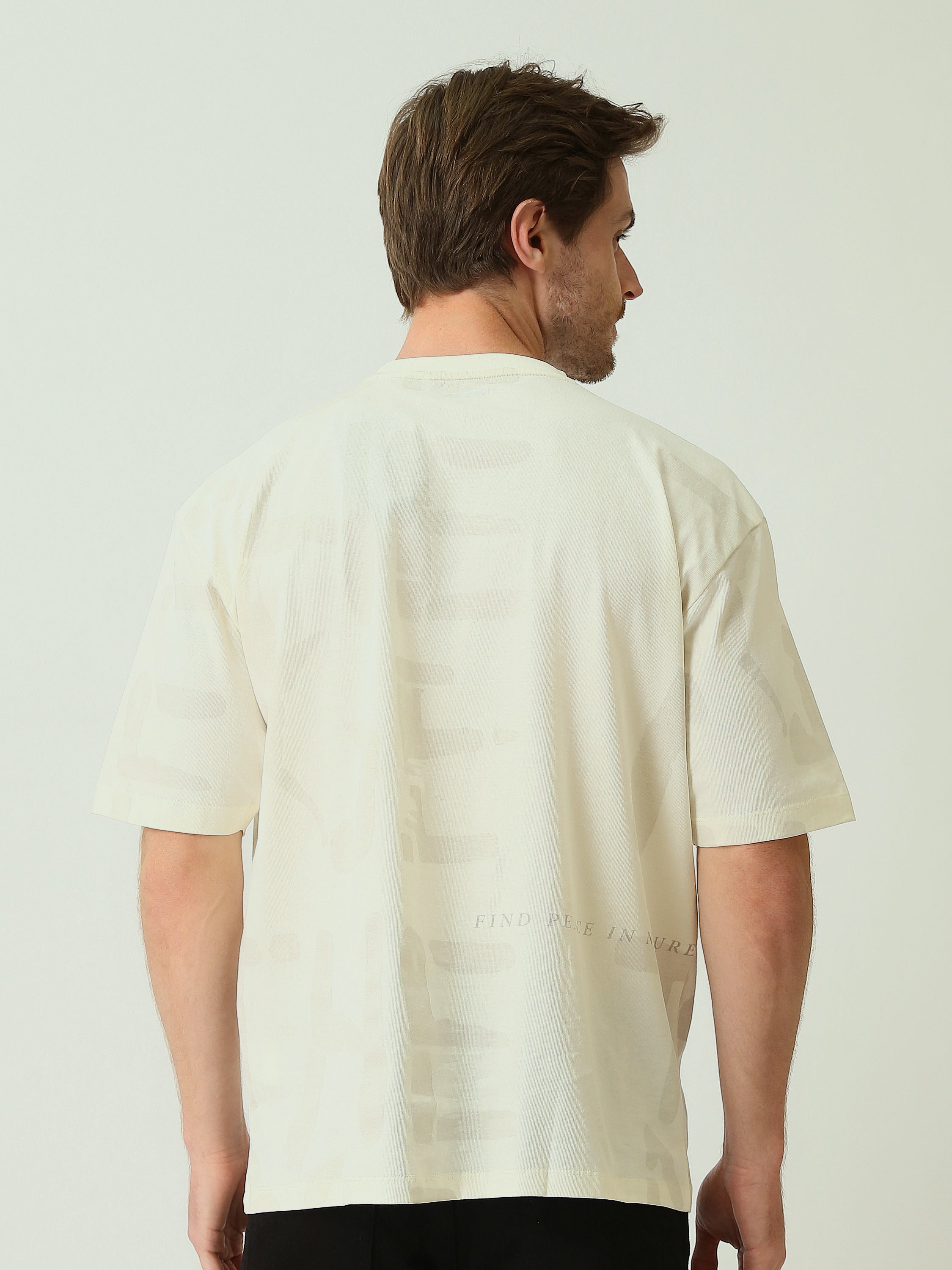 T-shirt Homme Oversize à Imprimé Ton sur Ton – Style Urbain - TSH25SARO20390TM1