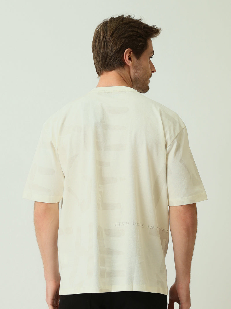 T-shirt Homme Oversize à Imprimé Ton sur Ton – Style Urbain - TSH25SARO20390TM1
