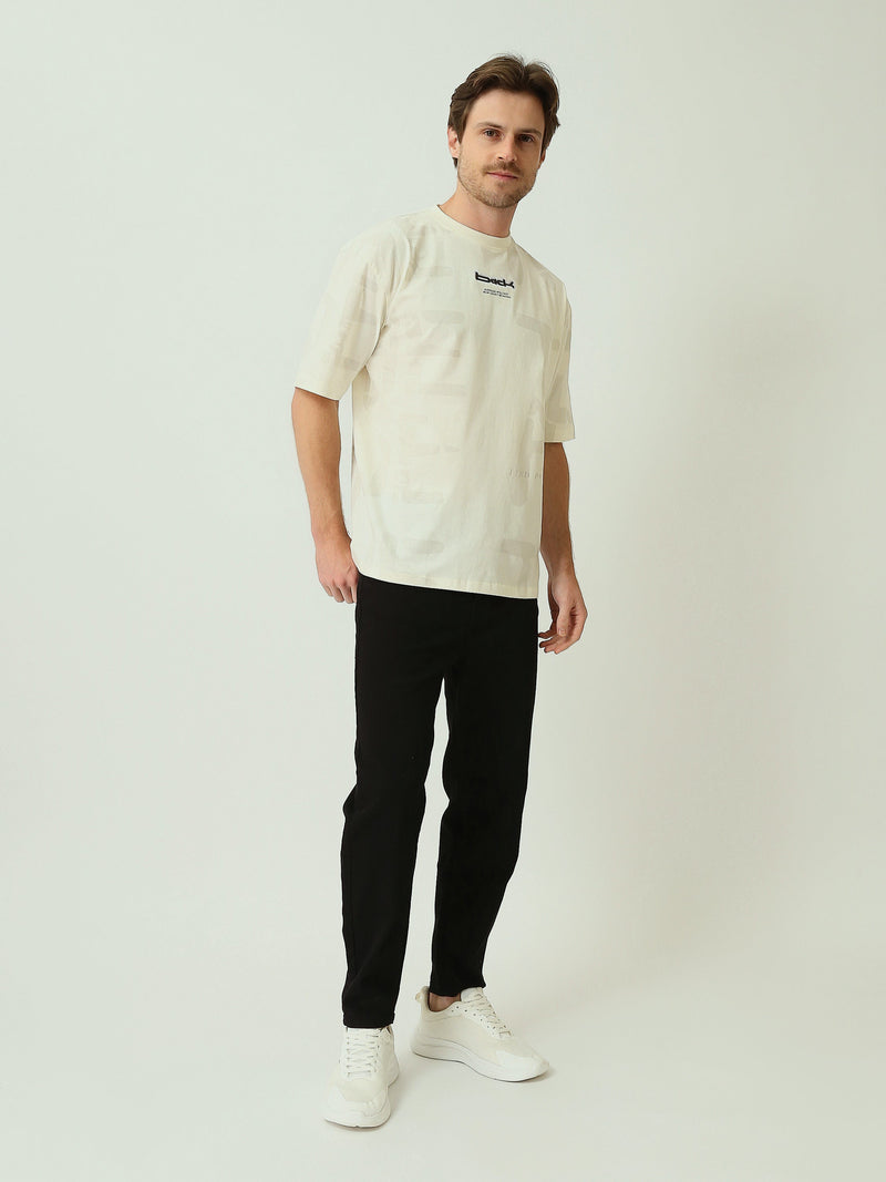 T-shirt Homme Oversize à Imprimé Ton sur Ton – Style Urbain - TSH25SARO20390TM1