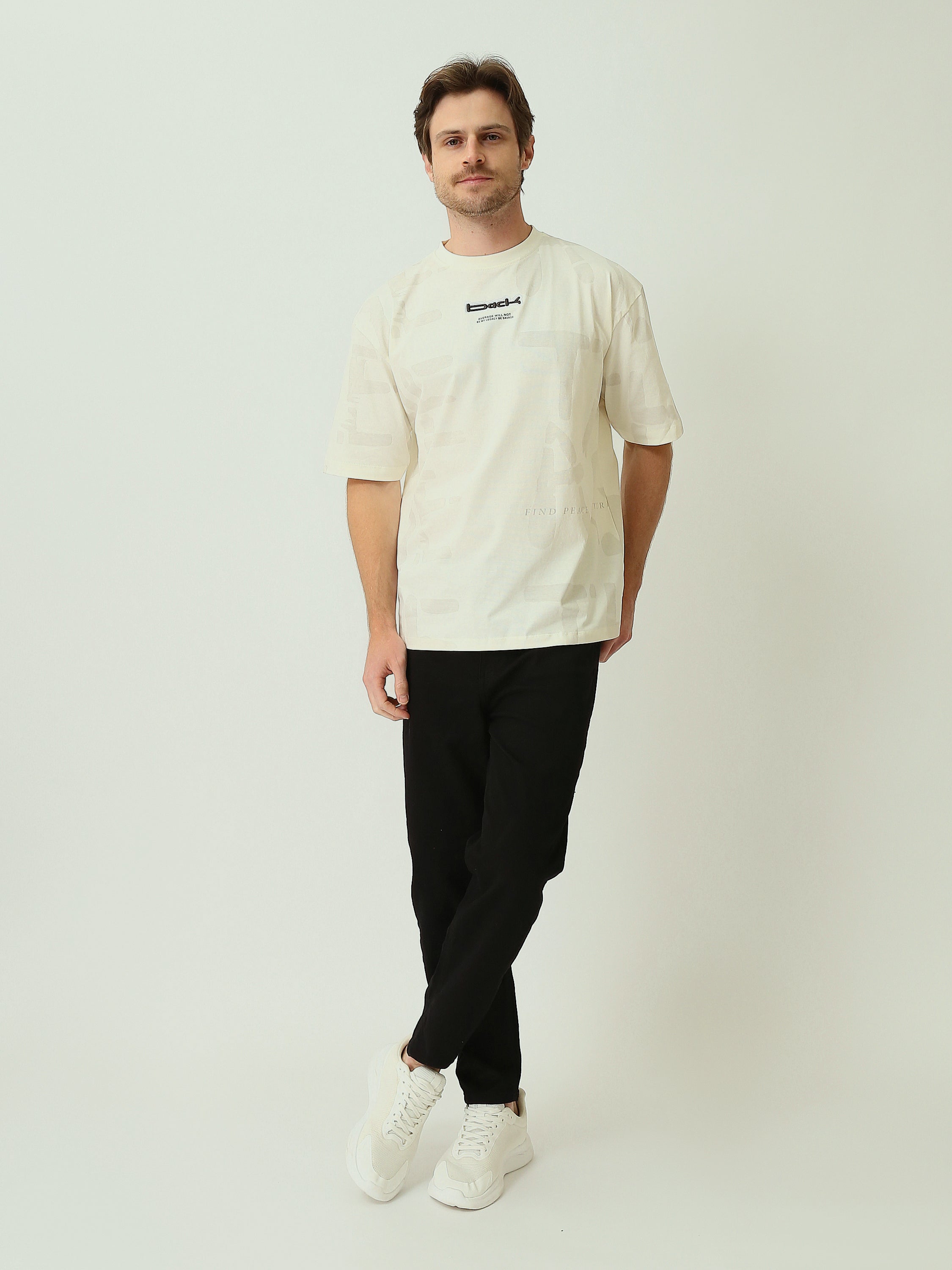 T-shirt Homme Oversize à Imprimé Ton sur Ton – Style Urbain - TSH25SARO20390TM1
