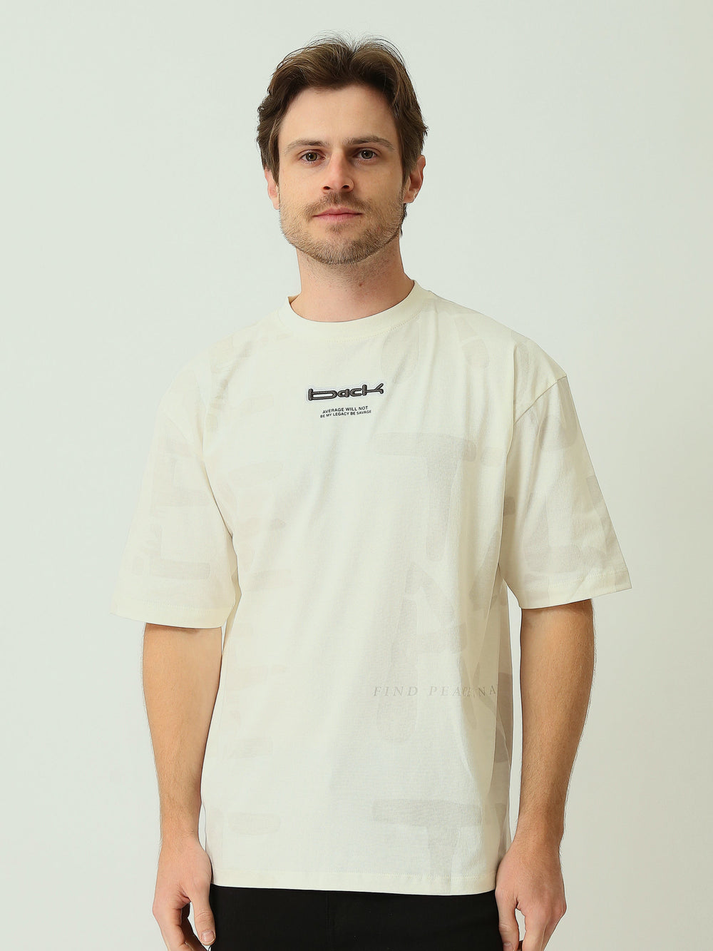 T-shirt Homme Oversize à Imprimé Ton sur Ton – Style Urbain - TSH25SARO20390TM1