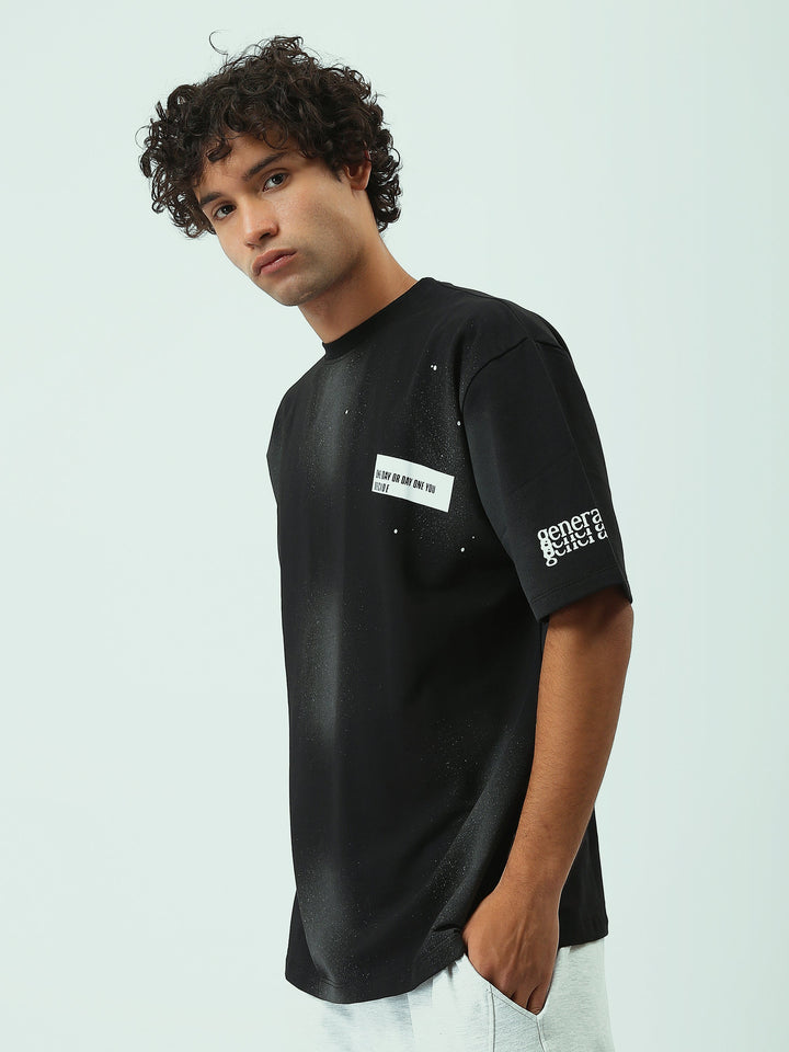 T-Shirt Homme Oversize à Imprimé Effet Spray Streetwear - TSH25SARO20424TM1