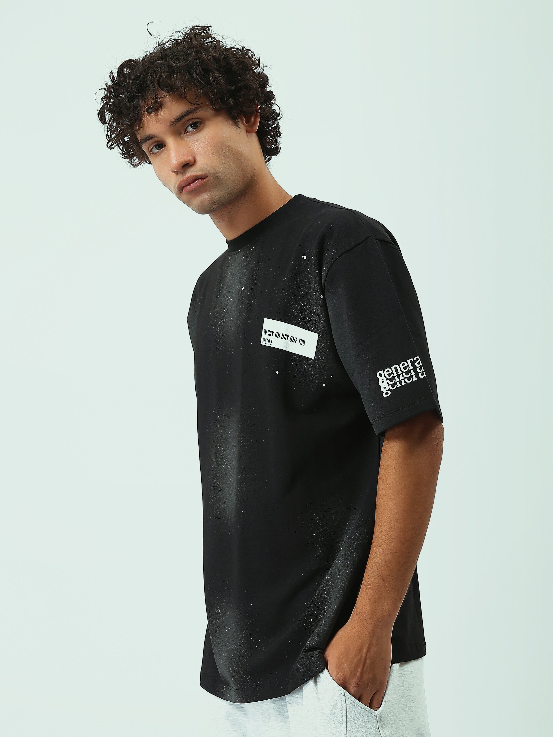 T-Shirt Homme Oversize à Imprimé Effet Spray Streetwear - TSH25SARO20424TM1