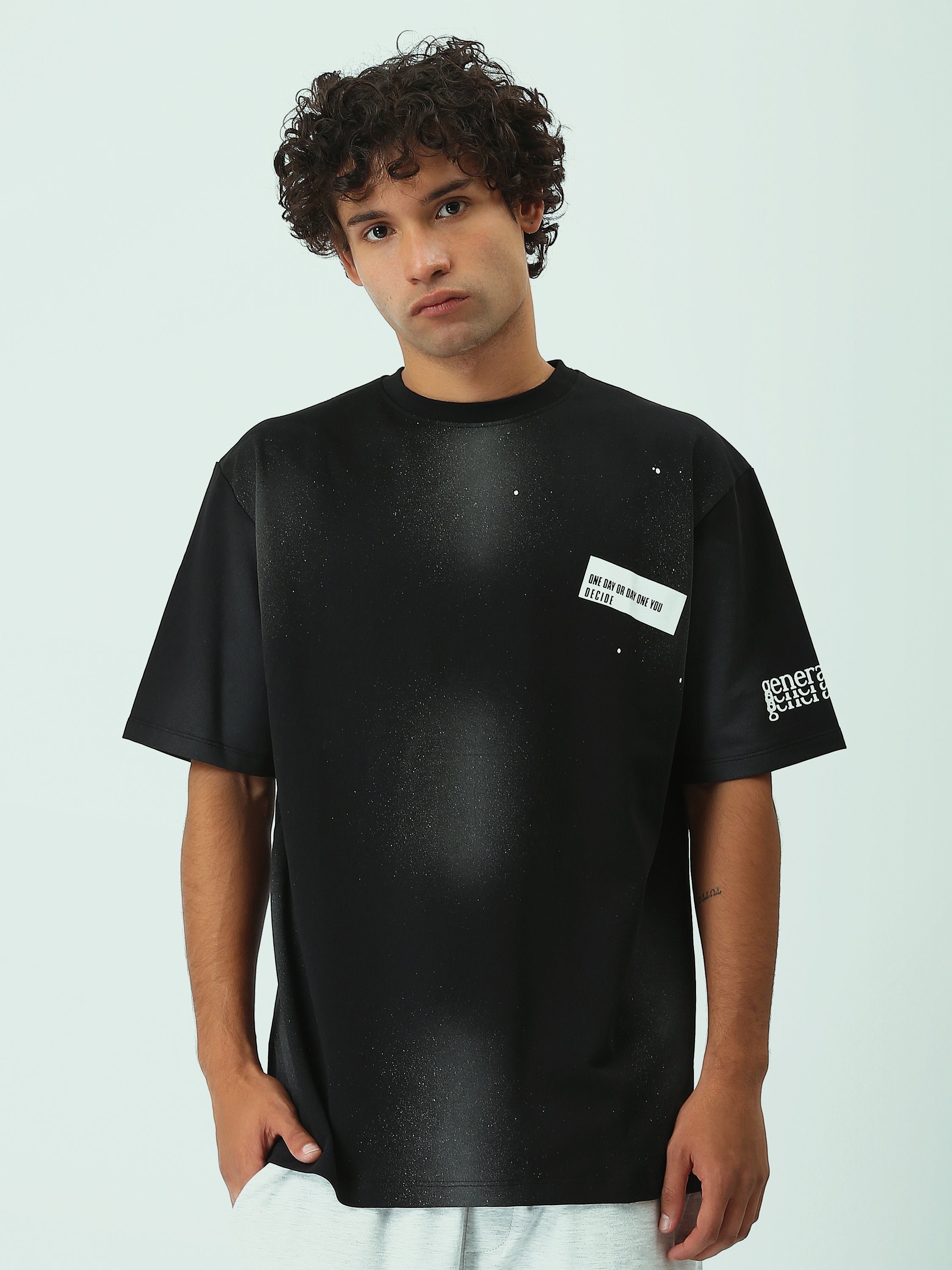 T-Shirt Homme Oversize à Imprimé Effet Spray Streetwear - TSH25SARO20424TM1