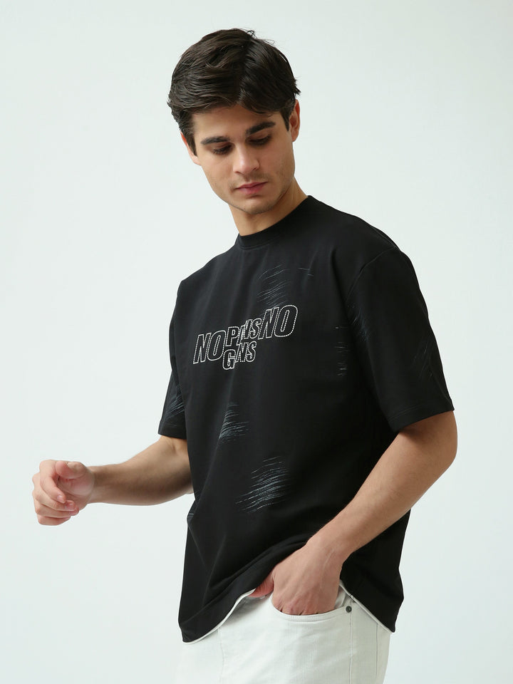 T-shirt Homme Oversize Imprimé Slogan Streetwear à Manches Courtes - TSH25SARO20428TM1