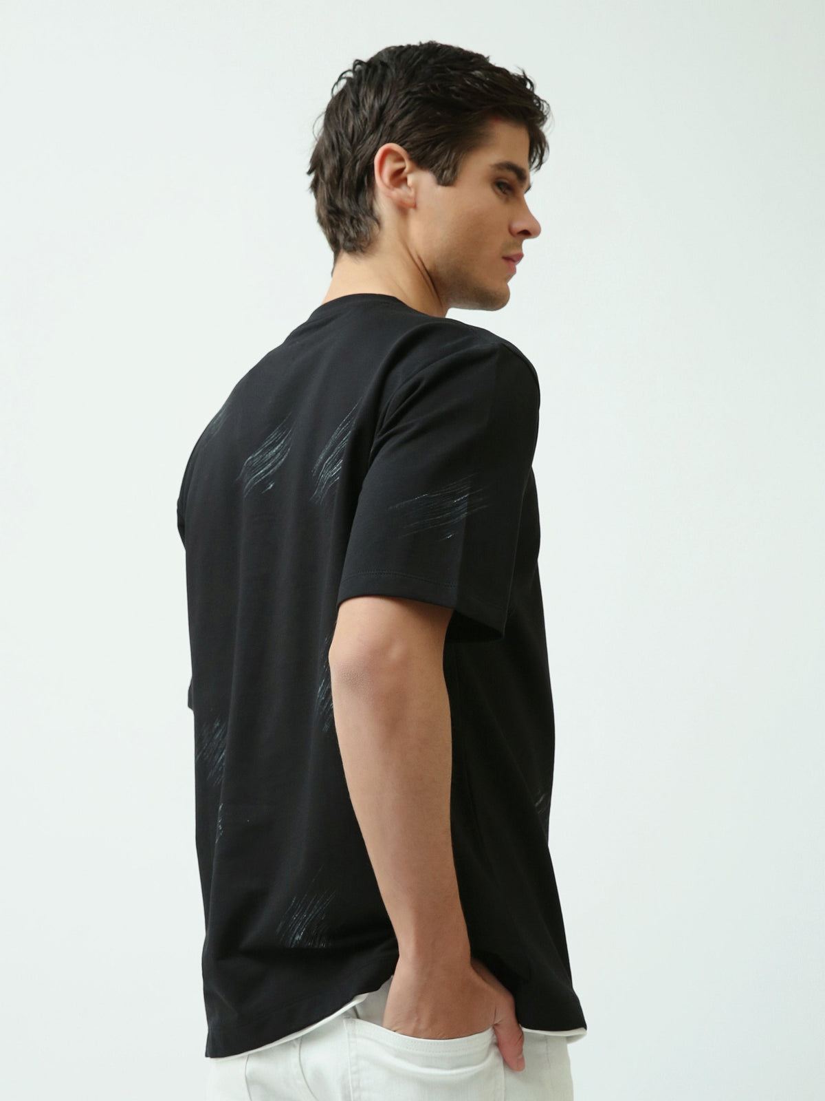 T-shirt Homme Oversize Imprimé Slogan Streetwear à Manches Courtes - TSH25SARO20428TM1