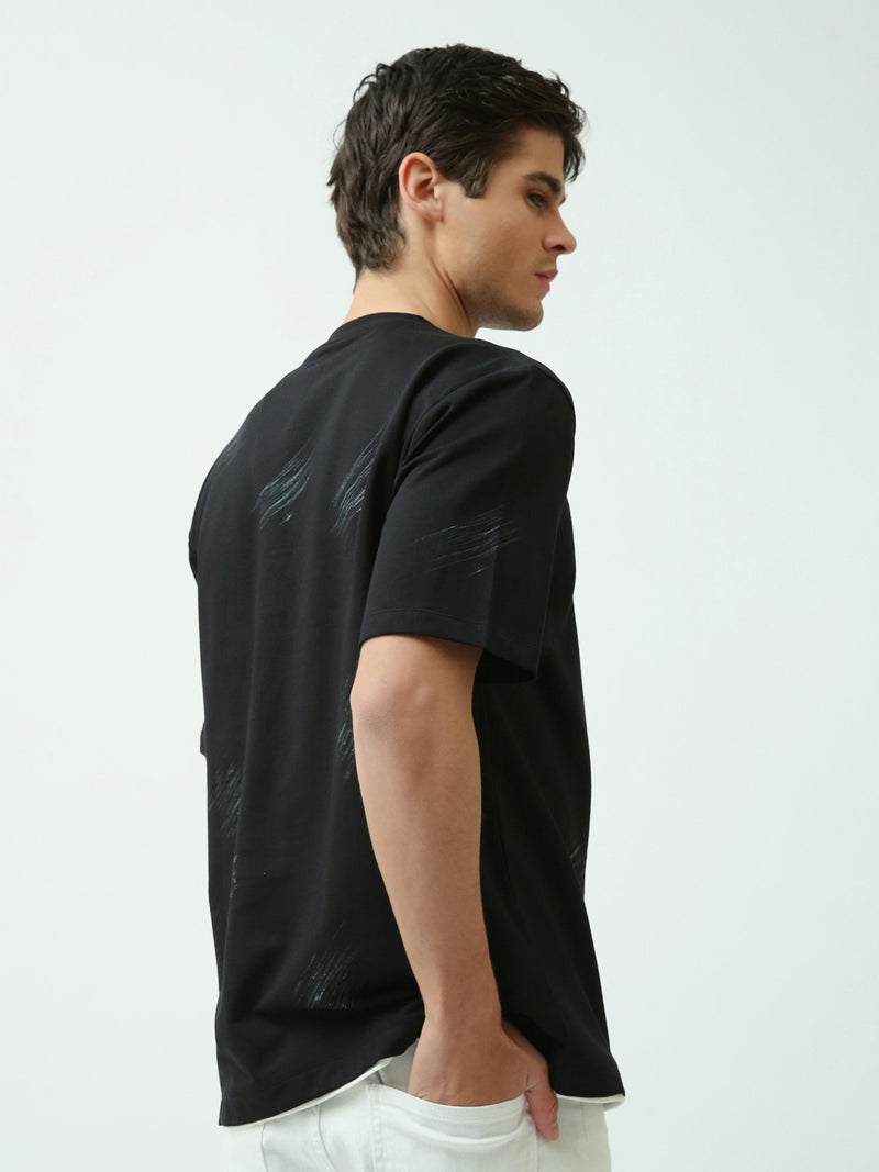 T-shirt Homme Oversize Imprimé Slogan Streetwear à Manches Courtes - TSH25SARO20428TM1