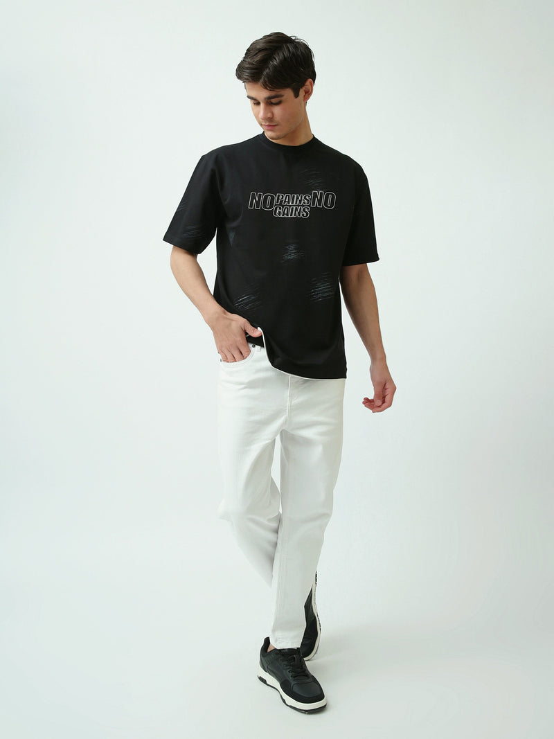 T-shirt Homme Oversize Imprimé Slogan Streetwear à Manches Courtes - TSH25SARO20428TM1