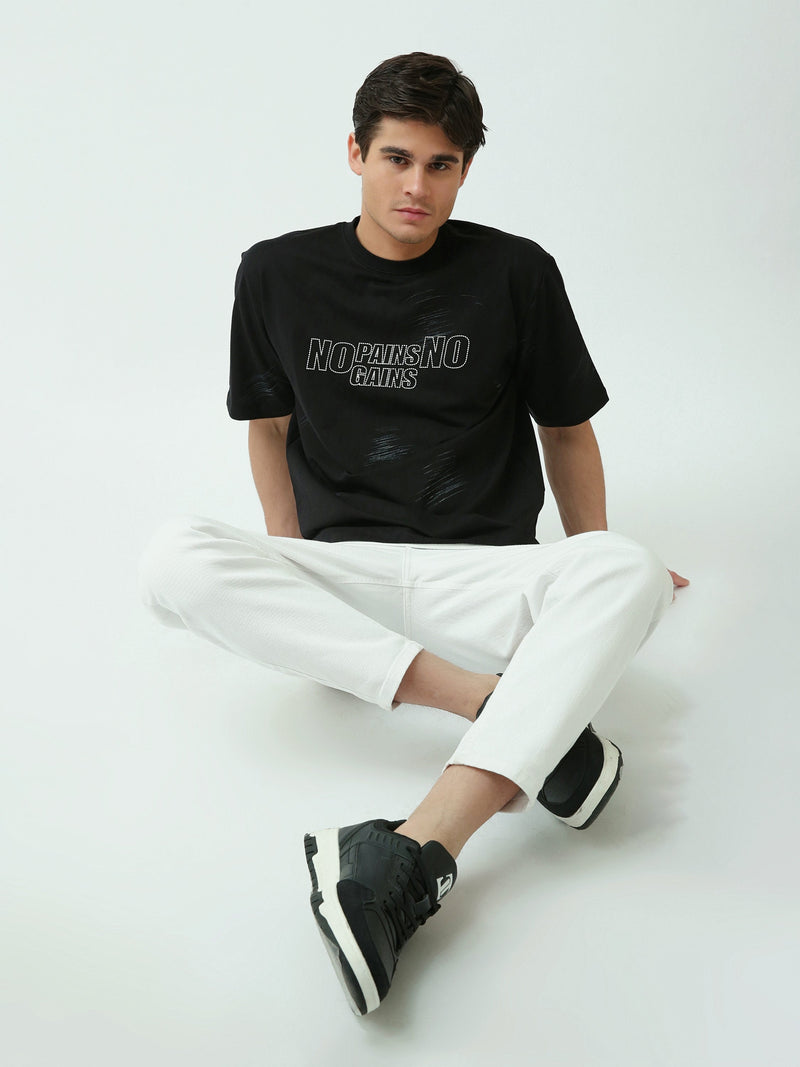 T-shirt Homme Oversize Imprimé Slogan Streetwear à Manches Courtes - TSH25SARO20428TM1