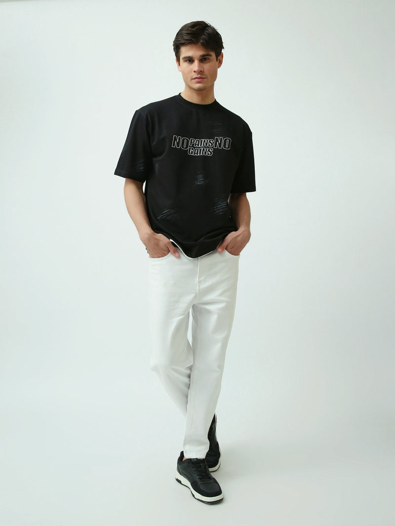 T-shirt Homme Oversize Imprimé Slogan Streetwear à Manches Courtes - TSH25SARO20428TM1