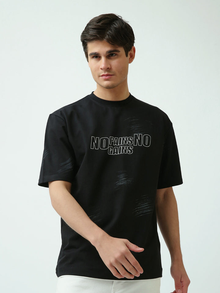 T-shirt Homme Oversize Imprimé Slogan Streetwear à Manches Courtes - TSH25SARO20428TM1