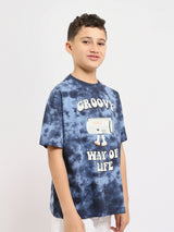 T-shirt enfant oversize avec le design "GROOVY WAY OF LIFE" - TSH25SARO32585TB1