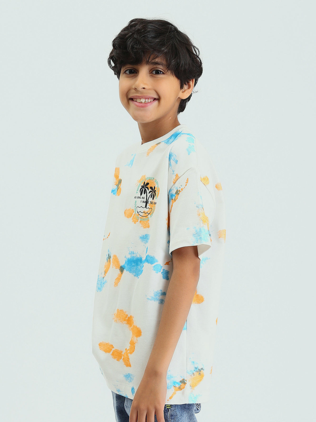 T-shirt enfant garçon d’été à imprimé artistique et palmiers – TSH25SARO32680TB1