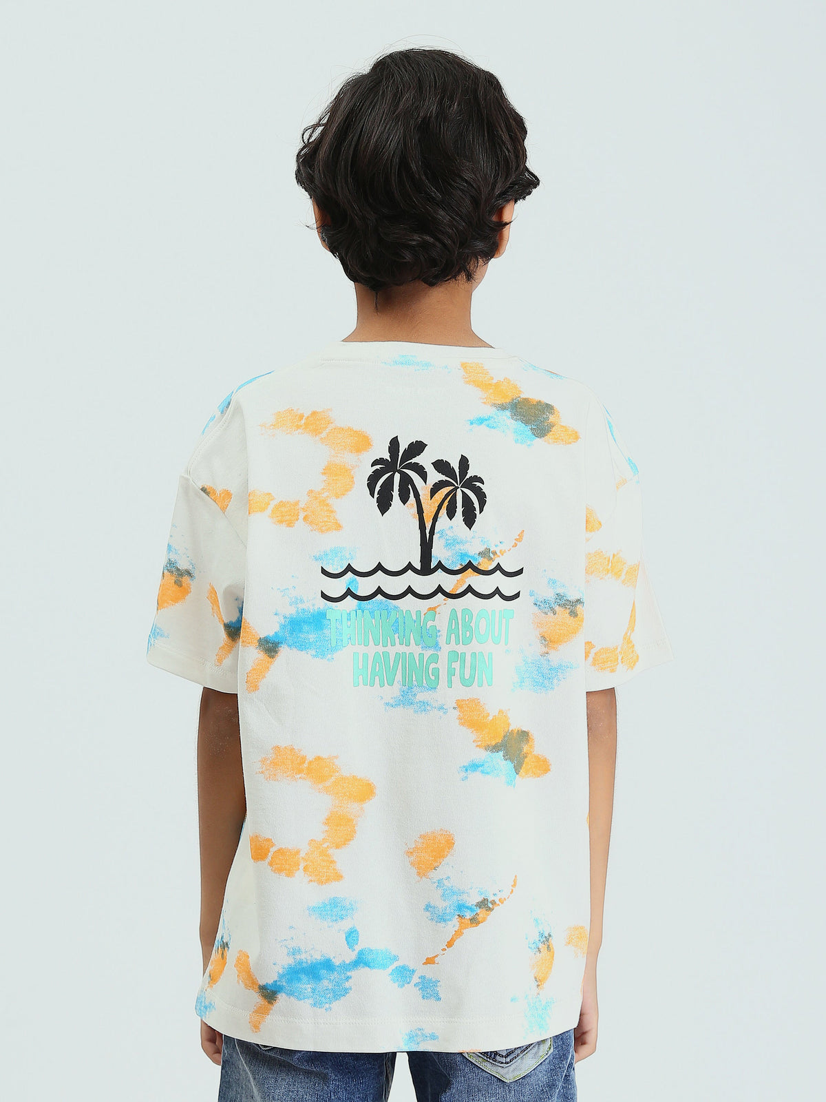 T-shirt enfant garçon d’été à imprimé artistique et palmiers – TSH25SARO32680TB1