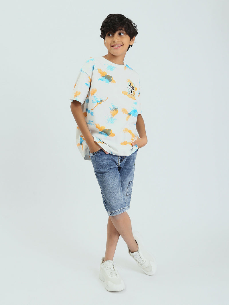 T-shirt enfant garçon d’été à imprimé artistique et palmiers – TSH25SARO32680TB1