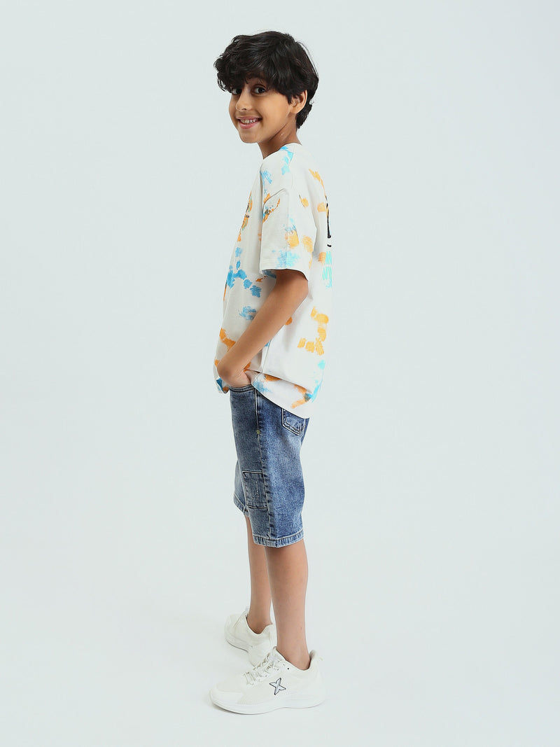 T-shirt enfant garçon d’été à imprimé artistique et palmiers – TSH25SARO32680TB1