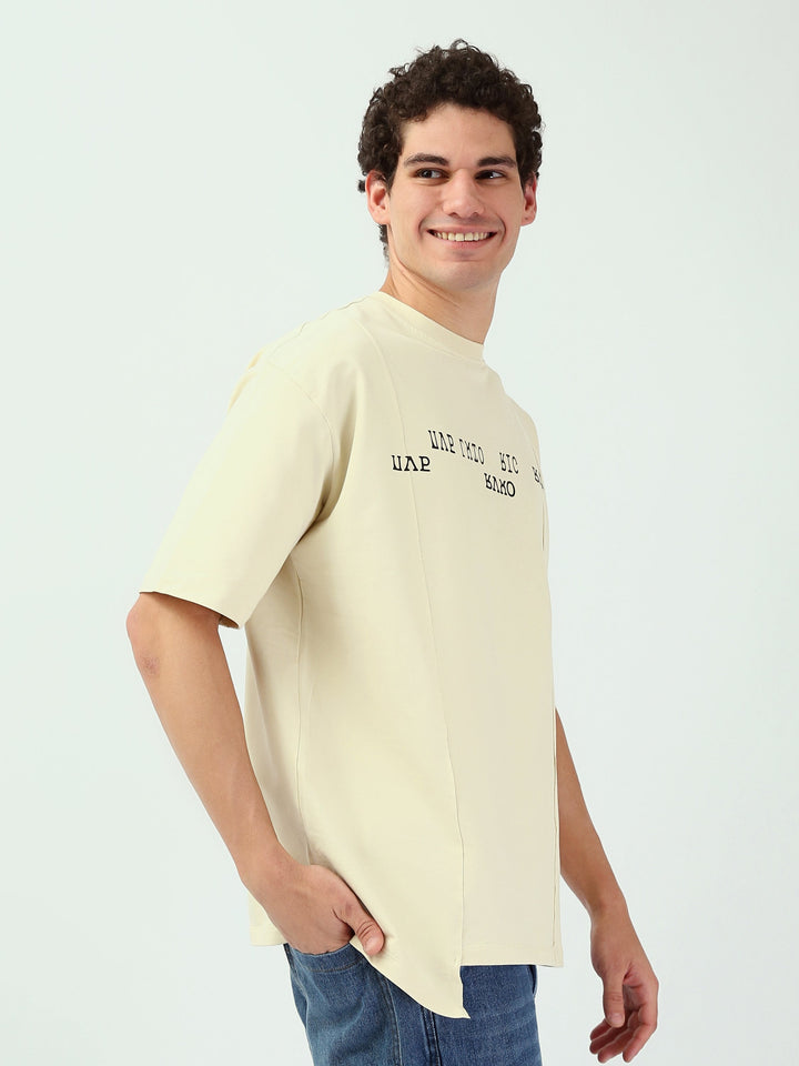 T-shirt Homme Oversize à Coutures Apparentes et Imprimé Minimaliste - TSH25SBRS20537TM1