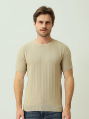 T-shirt homme en maille texturée à manches courtes – Élégance casual moderne - TSH25SKRS20369TM1