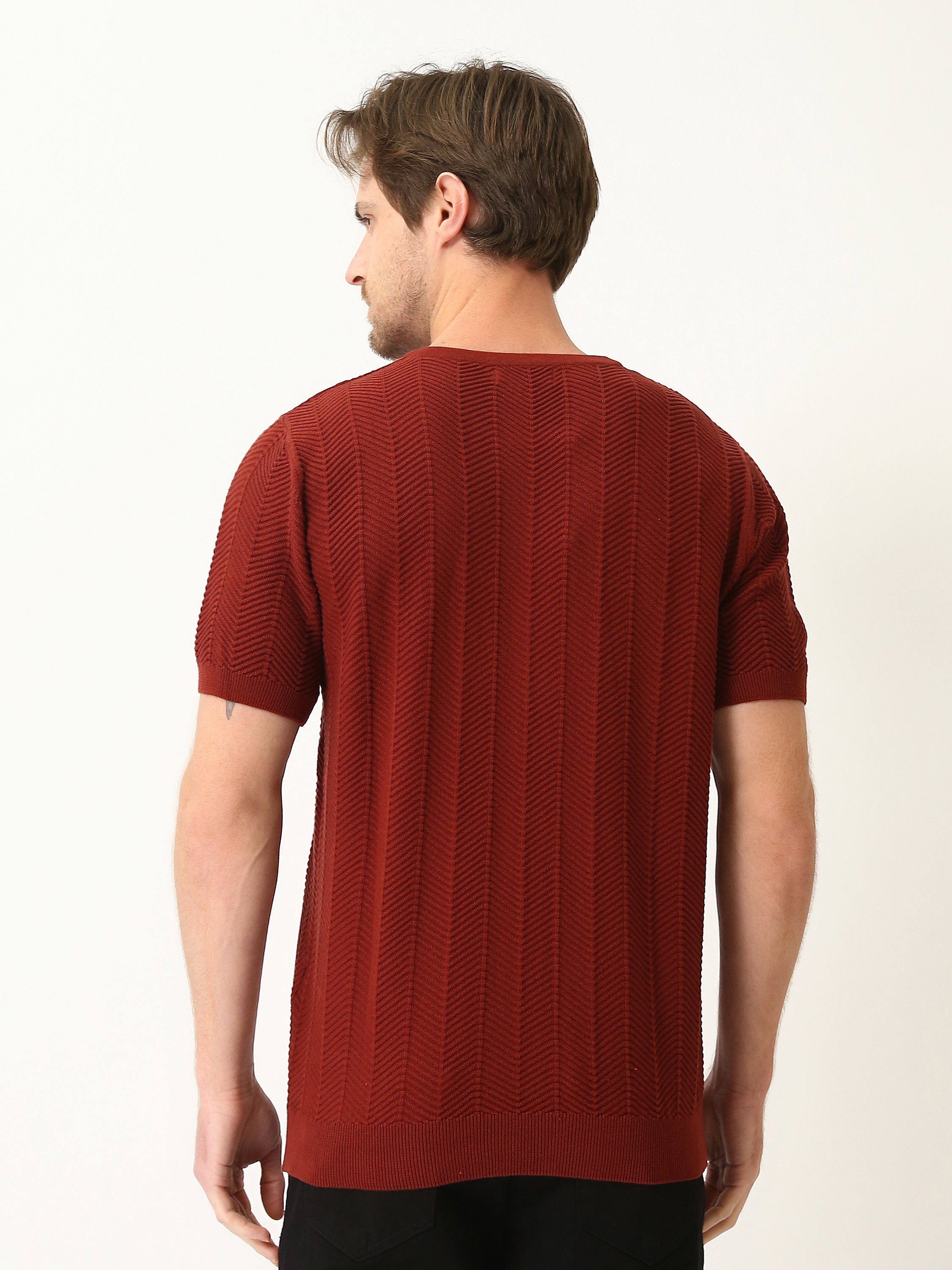 T-shirt homme en maille texturée à manches courtes – Élégance casual moderne - TSH25SKRS20369TM1