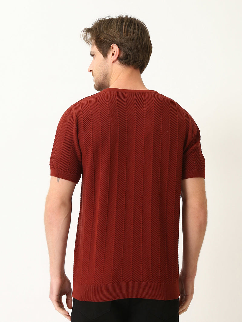 T-shirt homme en maille texturée à manches courtes – Élégance casual moderne - TSH25SKRS20369TM1