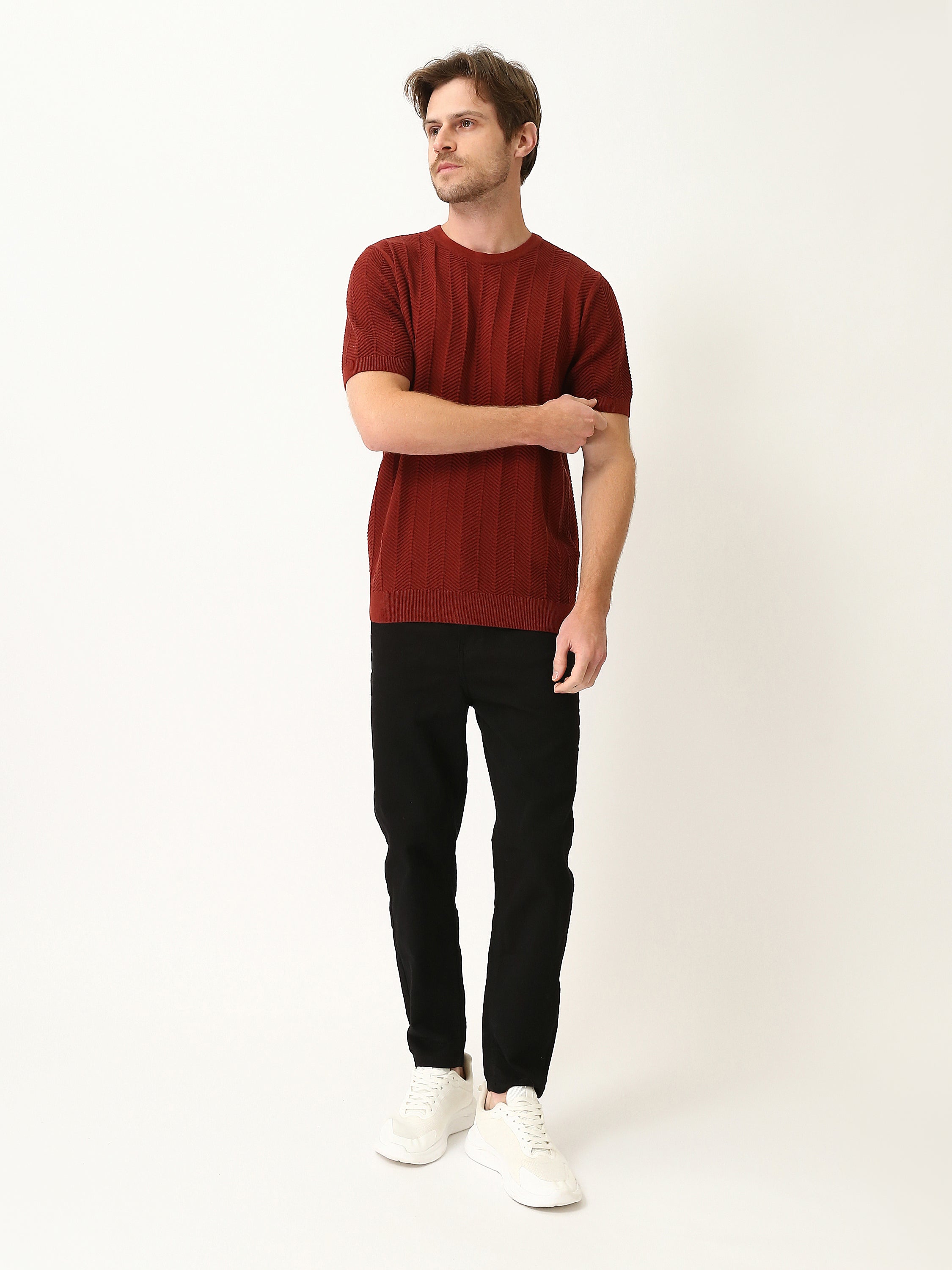 T-shirt homme en maille texturée à manches courtes – Élégance casual moderne - TSH25SKRS20369TM1